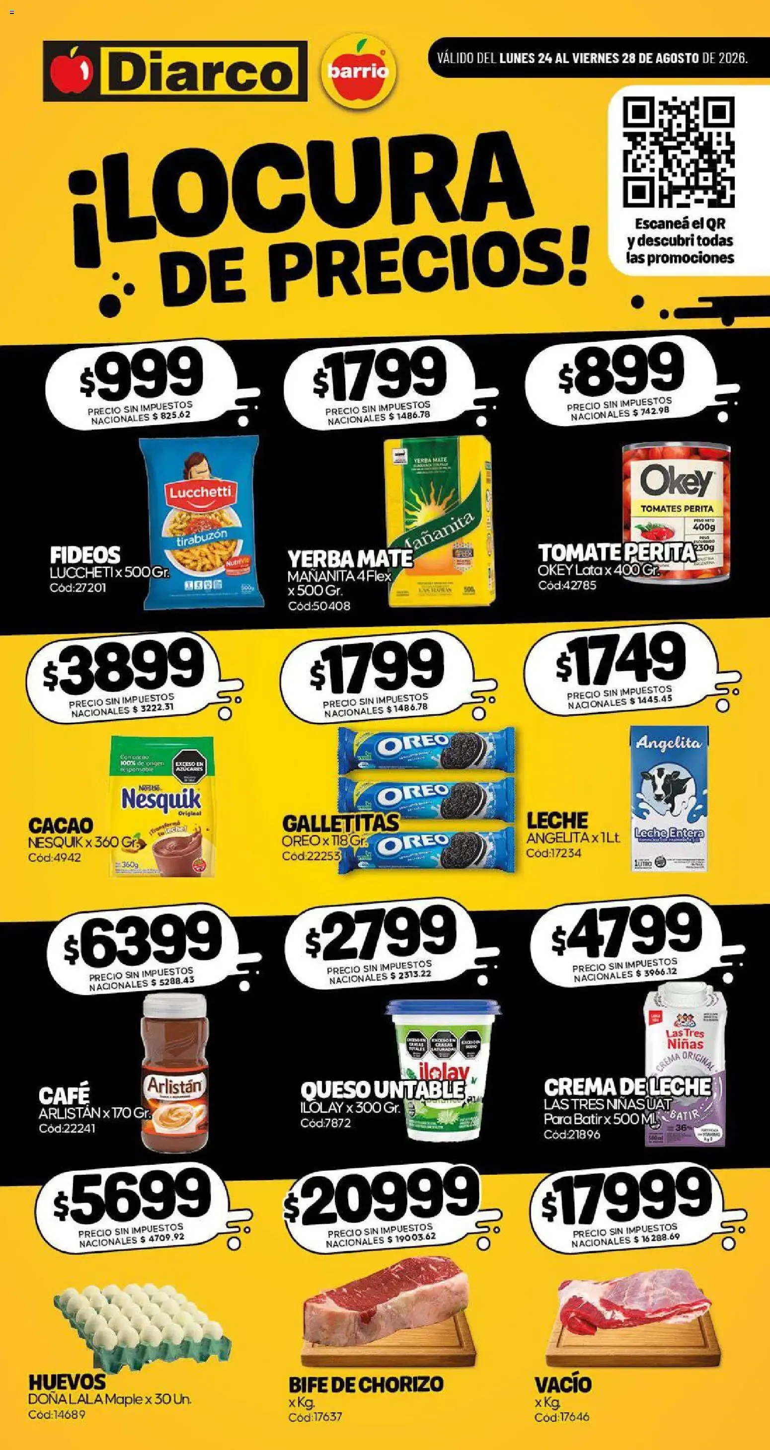 Ofertas de Diarco - Especial Locura De Precios del 24/08/2026 - 28/08/2026 24 de agosto al 28 de agosto 2026 - Página 1 del catálogo