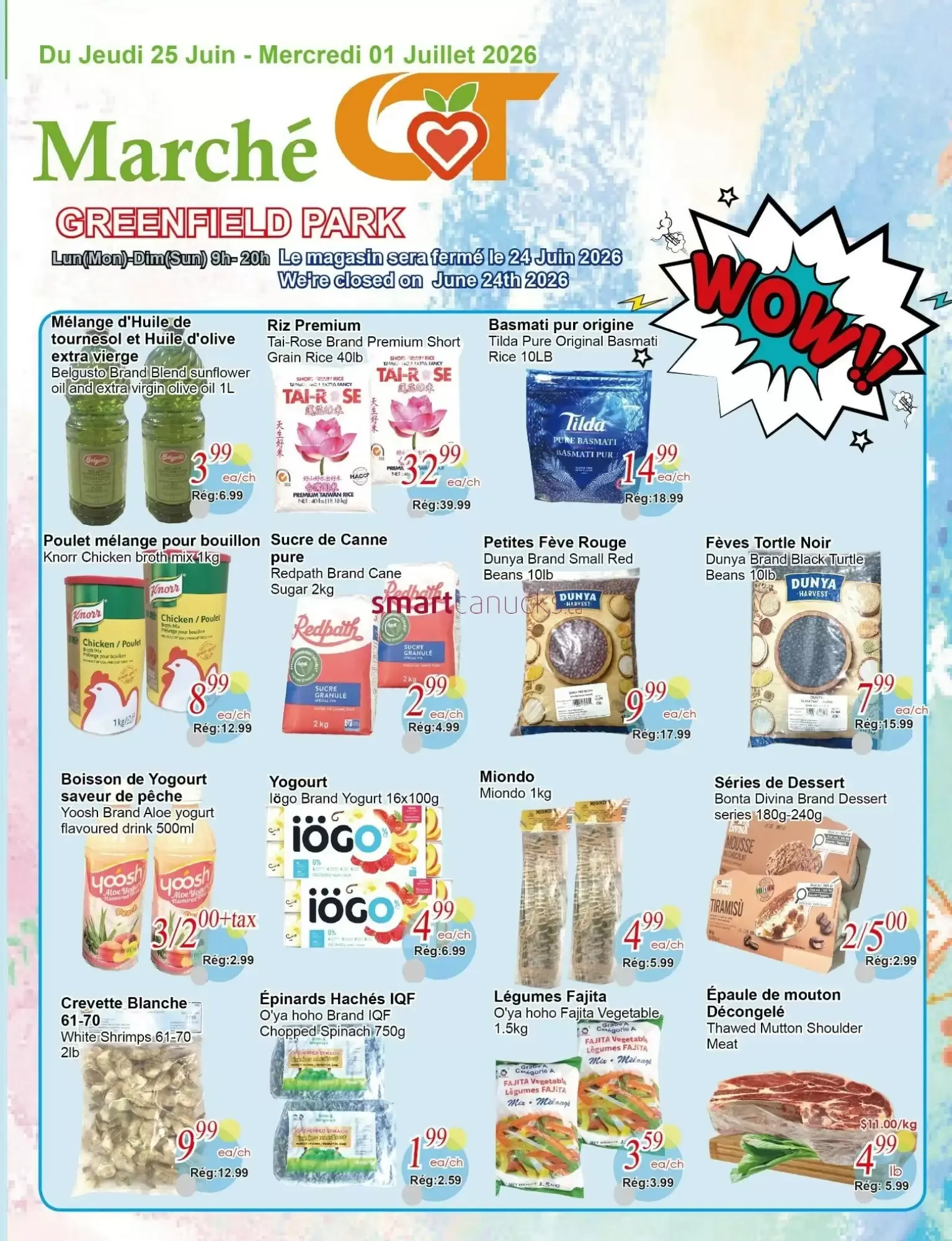 Marché Greenfield Park from June 25 to July 1 2026 - flyer page 1