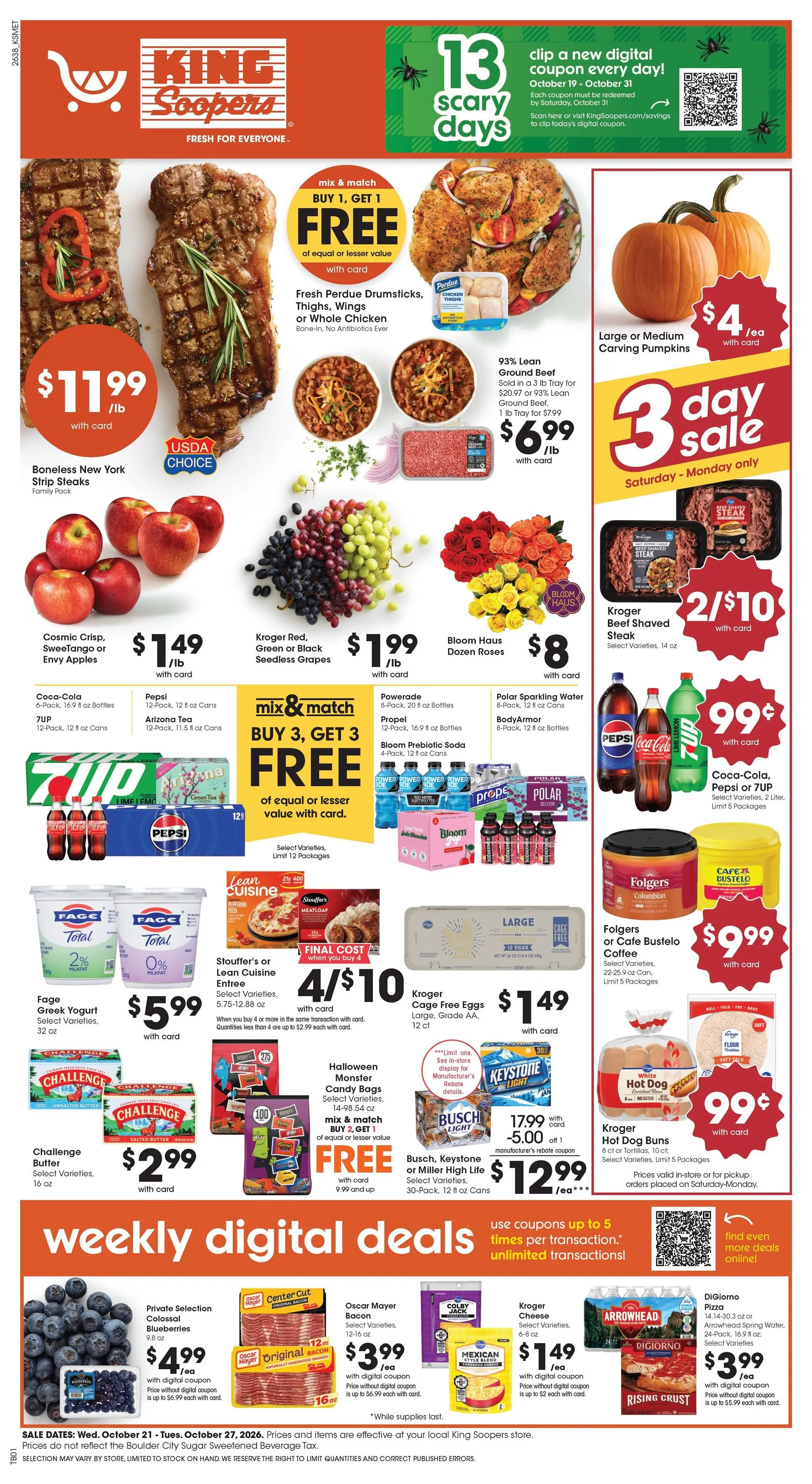 Weekly ad Current King Soopers leaflet valid from Wednesday 10/21/2026 to Tuesday 10/27/2026 from October 21 to October 27 2026 - Page 1