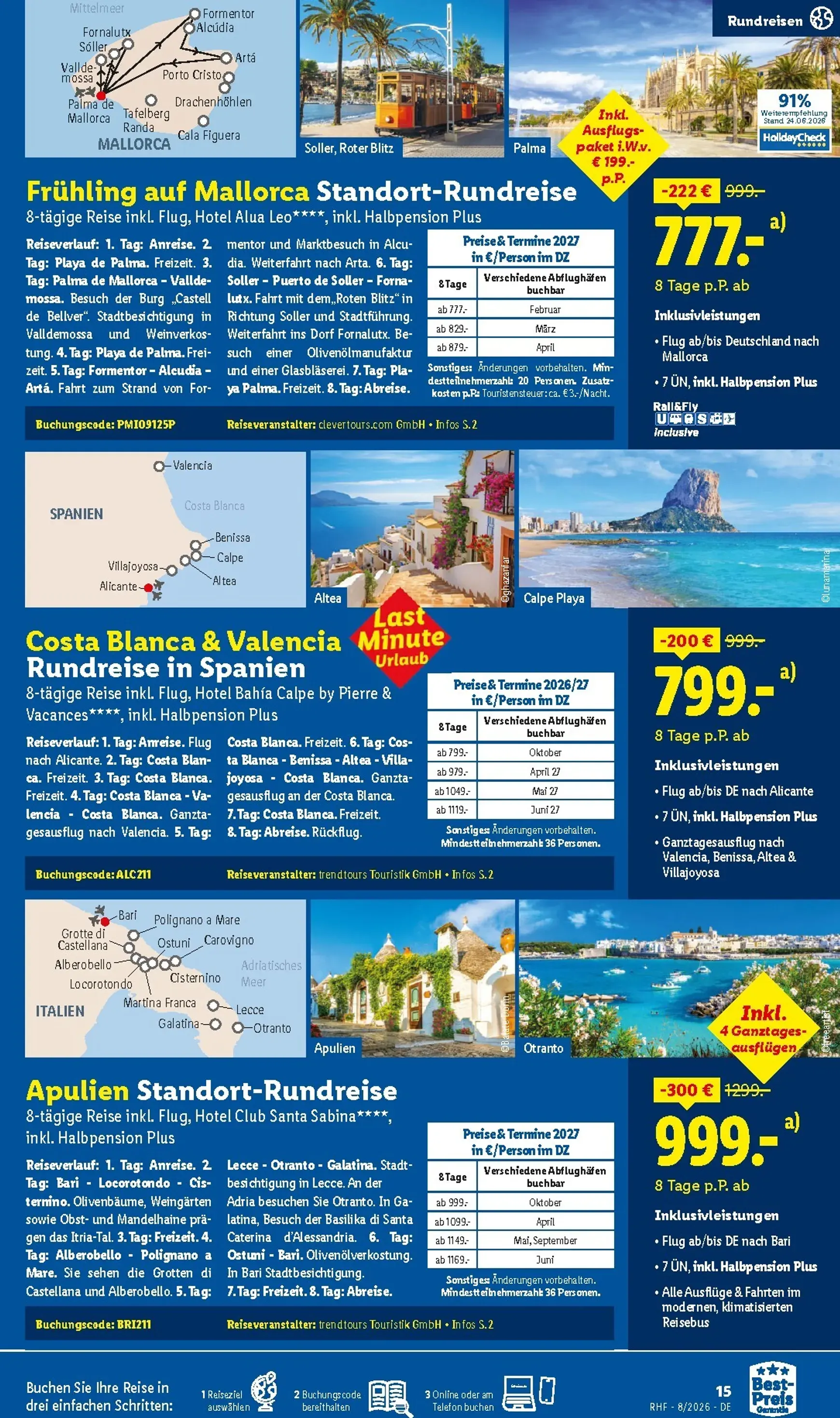 Lidl August Reise-Highlights Prospekt – von Mittwoch 29.07.2026 bis Montag 31.08.2026 von 29. Juli bis 31. August 2026 - Prospekt seite 15