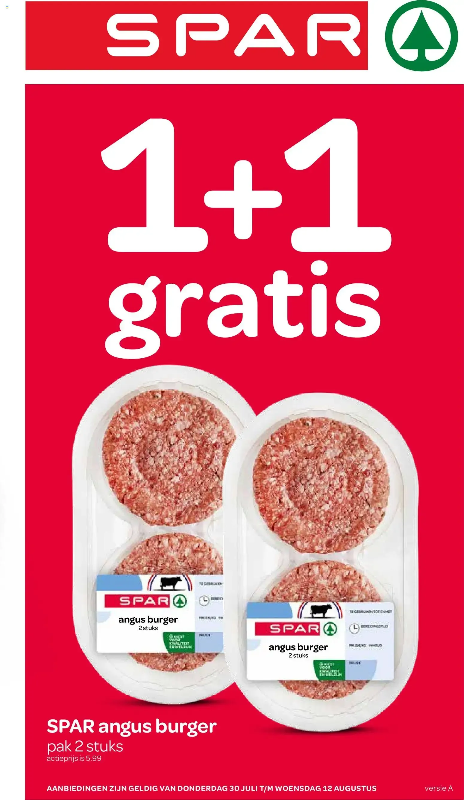 SPAR Angus Burger - 1+1 Gratis van 30 juli tot 12 augustus 2026 - Folder pagina 1