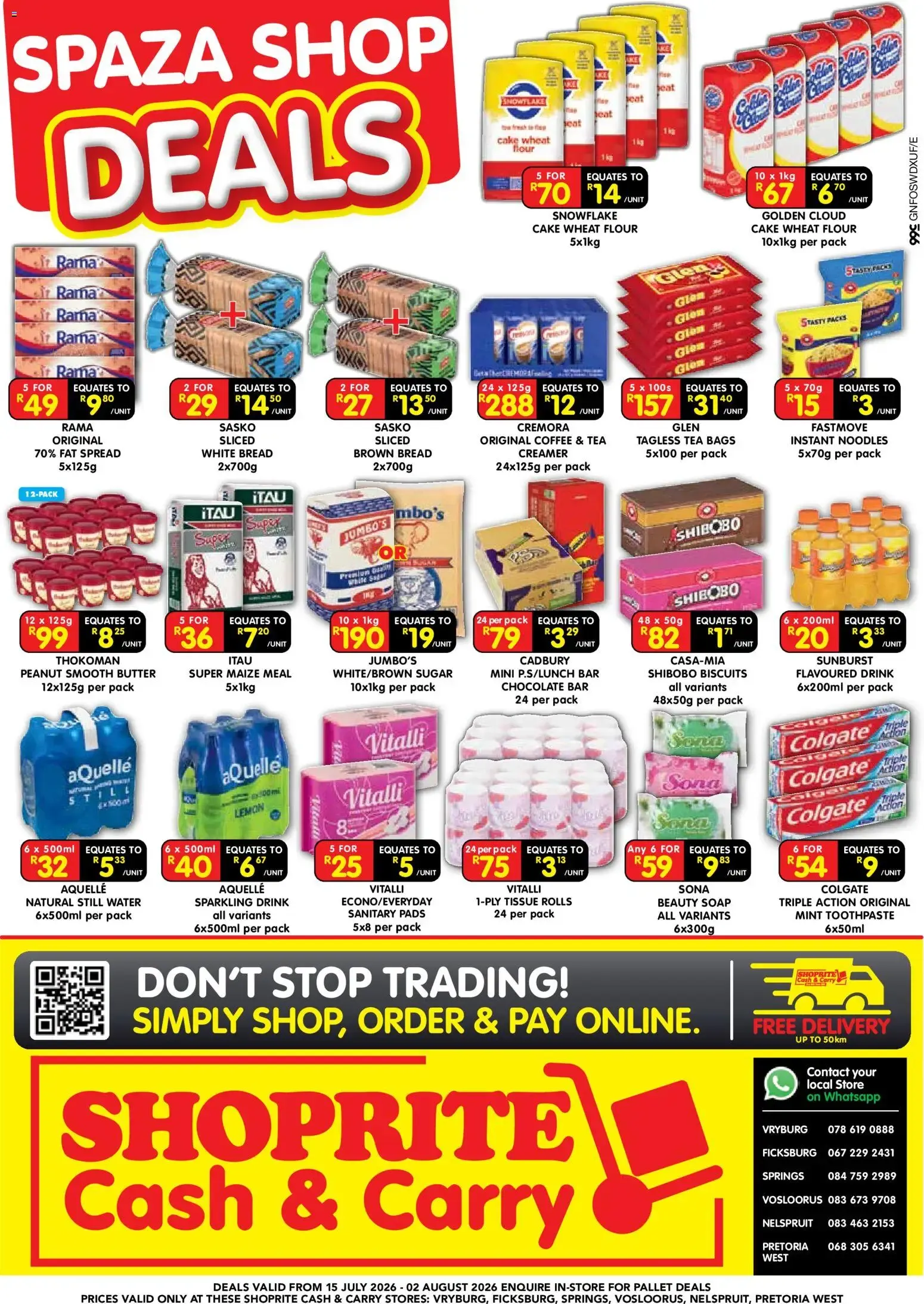 Shoprite - Gauteng - Cash & Carry Spaza Shop Deals Exclusive (15/07/2026 - 02/08/2026) → Online Catalogue from 15 July to 2 August 2026 - Catalogue Page 1