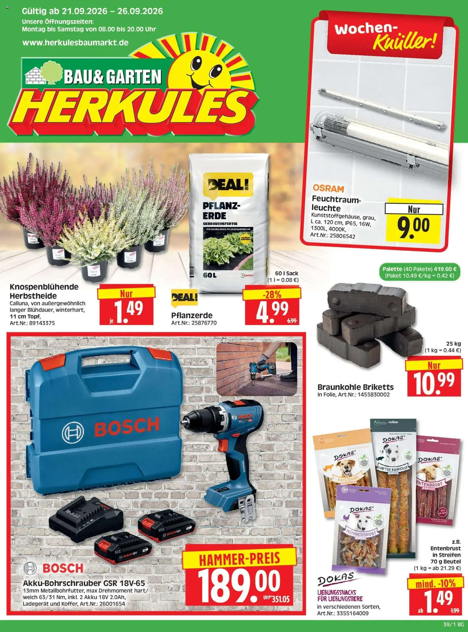 HERKULES Bau & Garten (ab 21.09.2026) zum Blättern von 21. September bis 26. September 2026 - Prospekt seite 1