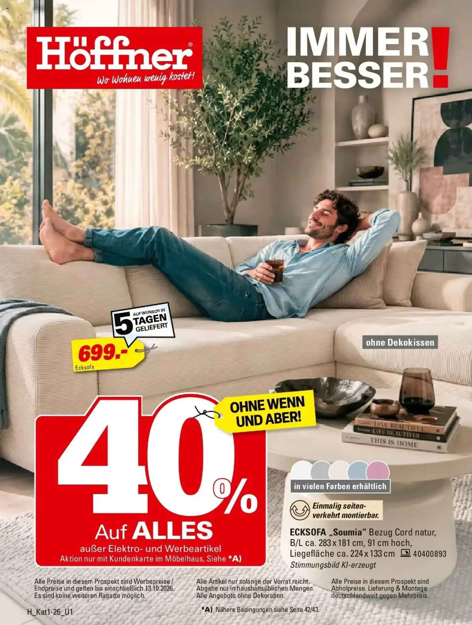 Höffner – IMMER BESSER! von 28. September bis 13. Oktober 2026 - Prospekt seite 1