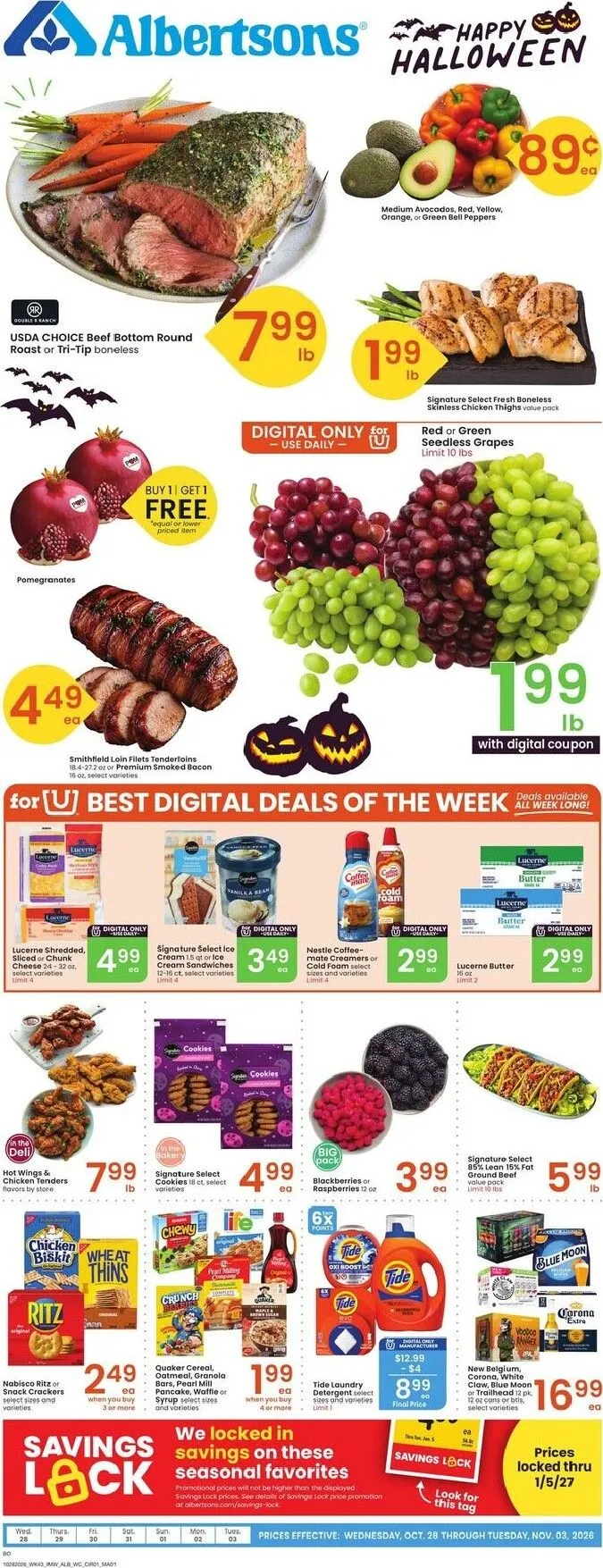 Weekly ad Current Albertsons leaflet valid from Wednesday 10/28/2026 to Tuesday 11/03/2026 from October 28 to November 3 2026 - Page 1