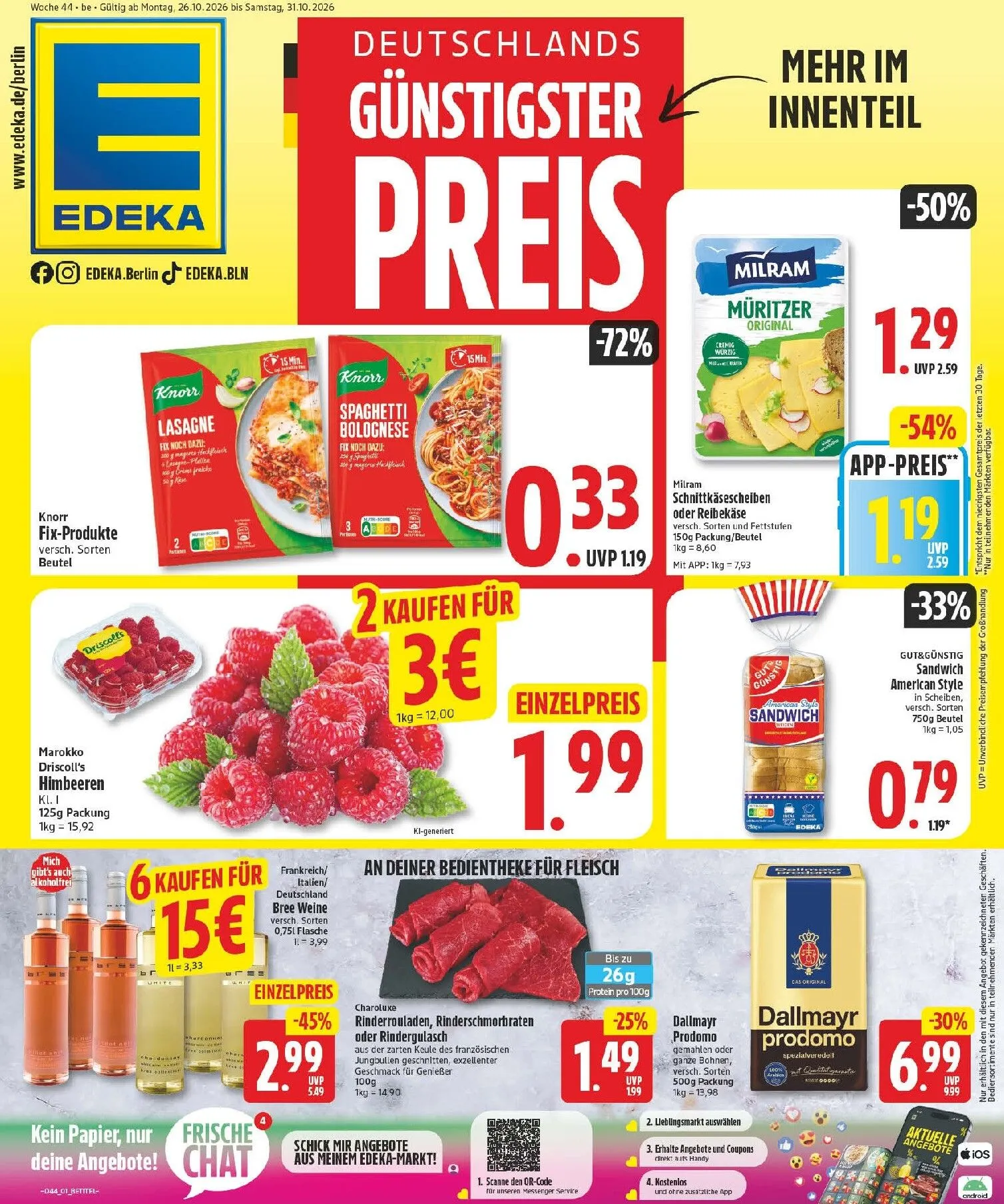 Edeka Prospekt nächste Woche – von Montag 26.10.2026 bis Samstag 31.10.2026 von 26. Oktober bis 31. Oktober 2026 - Prospekt seite 1