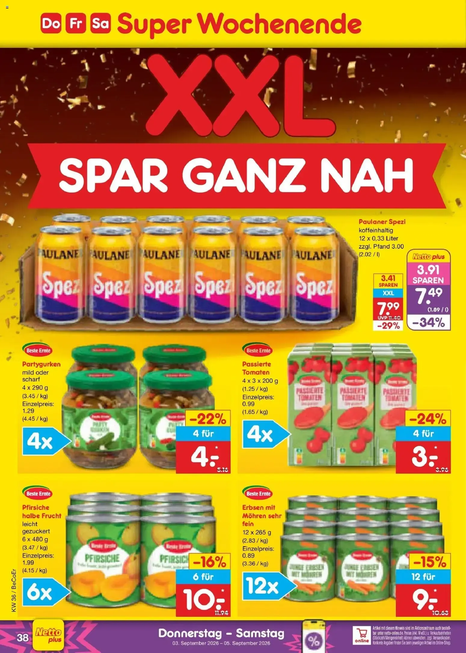 Netto Marken-Discount XXL SPAR GANZ NAH von 31. August bis 5. September 2026 - Prospekt seite 50