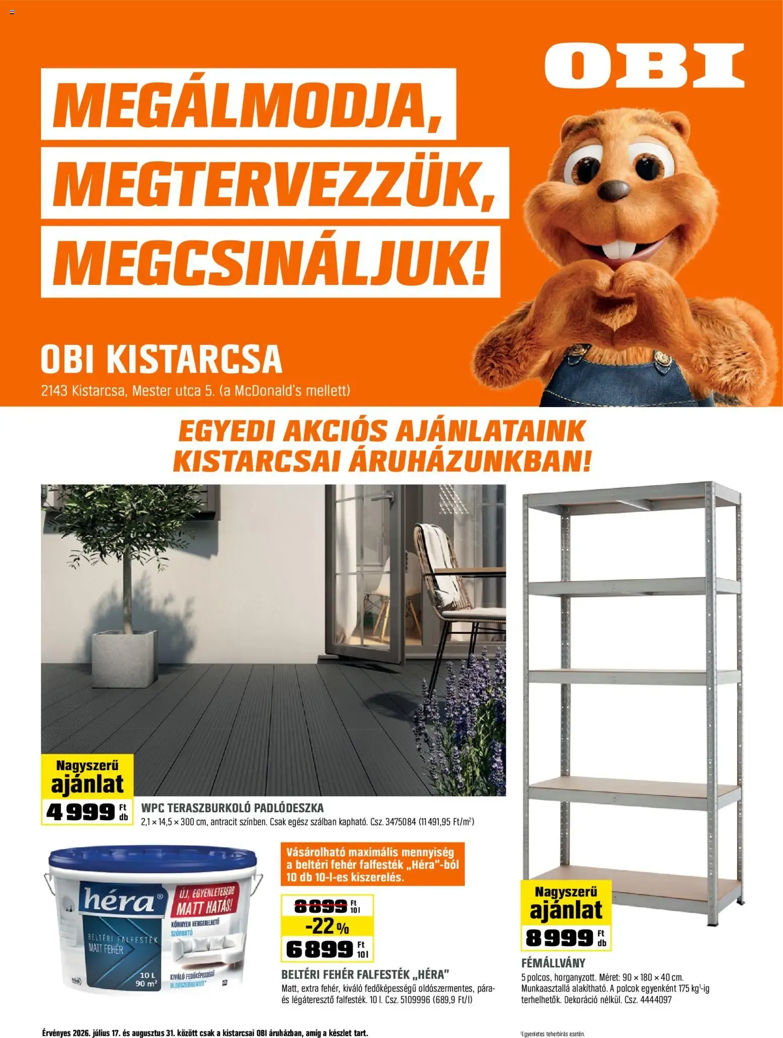 Katalógus OBI Kistarcsa - Egyedi Akciós Ajánlatok július 17.-tól augusztus 31.-ig 2026. - Oldal 1