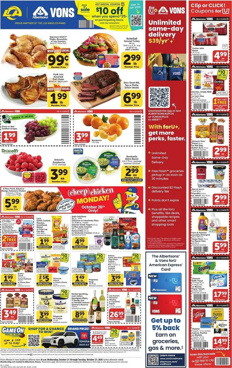 Weekly promotion Current Vons leaflet valid from Wednesday 10/21/2026 to Tuesday 10/27/2026 spanning from October 21 to October 27 2026 - Page 1 for Catalogue 365