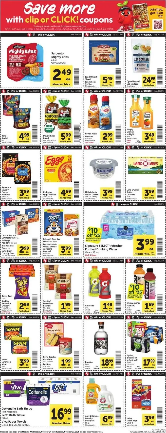 Weekly promotion Current Safeway leaflet valid from Wednesday 10/21/2026 to Tuesday 10/27/2026 spanning from October 21 to October 27 2026 - Page 3 for Catalogue 365