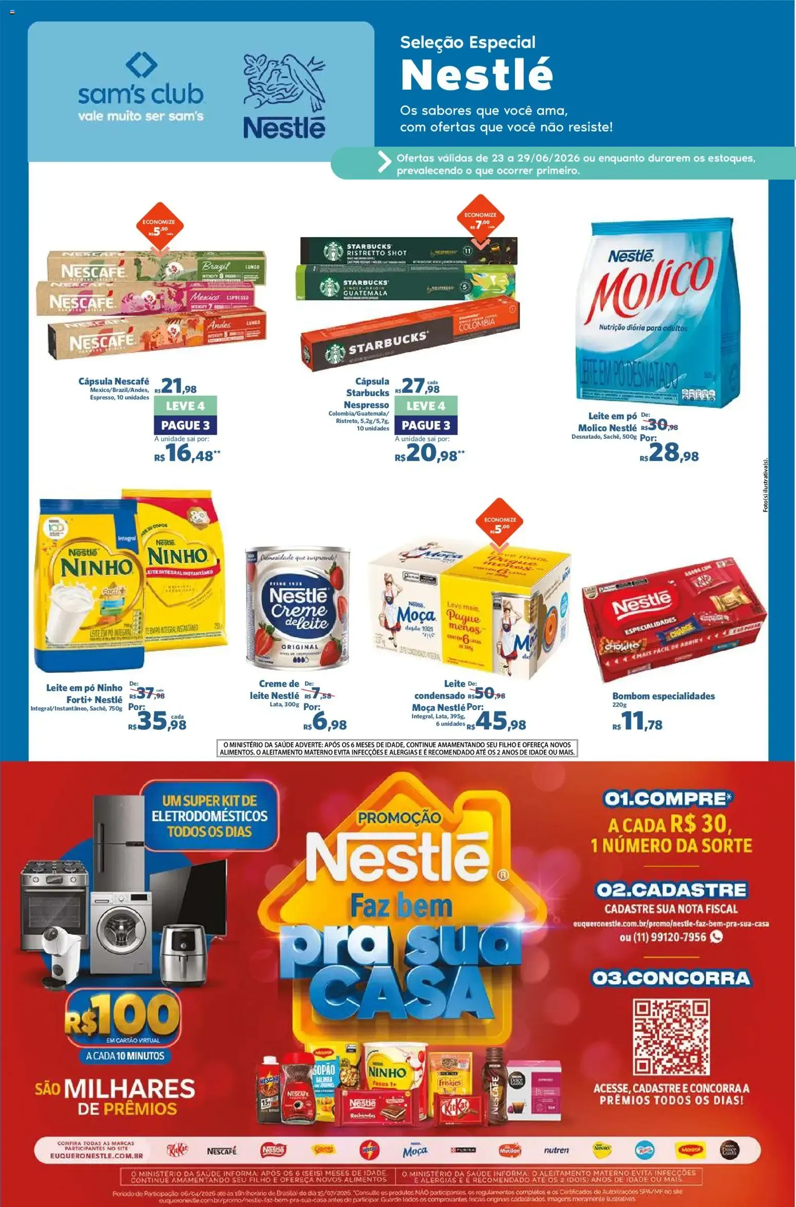 Sam's Club ofertas Nestlé de 23/06/2026 | Promoções Online