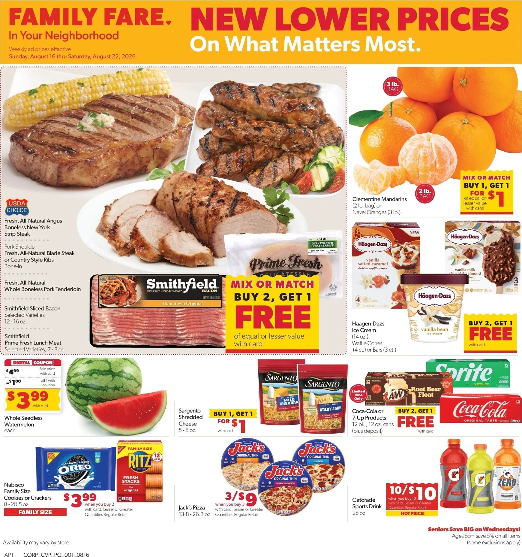 Current Family Fare leaflet valid from Sunday 08/16/2026 to Saturday 08/22/2026