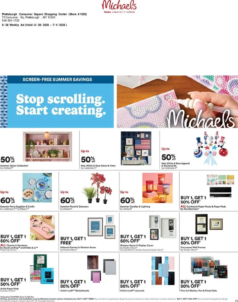 Weekly ad Michaels Weekly Ad: Screen-Free Summer Savings from June 28 to July 4 2026 - Page 1