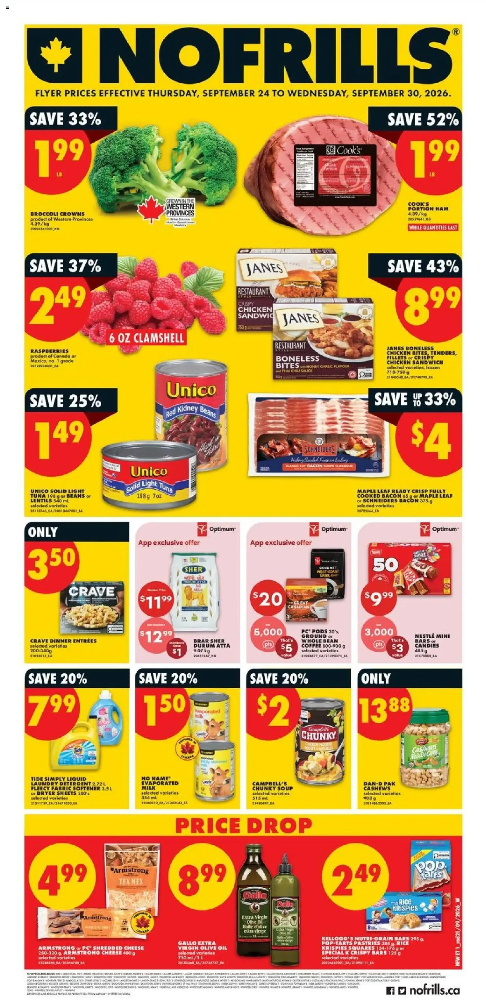 NOFRILLS FLYER PRICES EFFECTIVE THURSDAY, SEPTEMBER 24 TO WEDNESDAY, SEPTEMBER 30, 2026.
