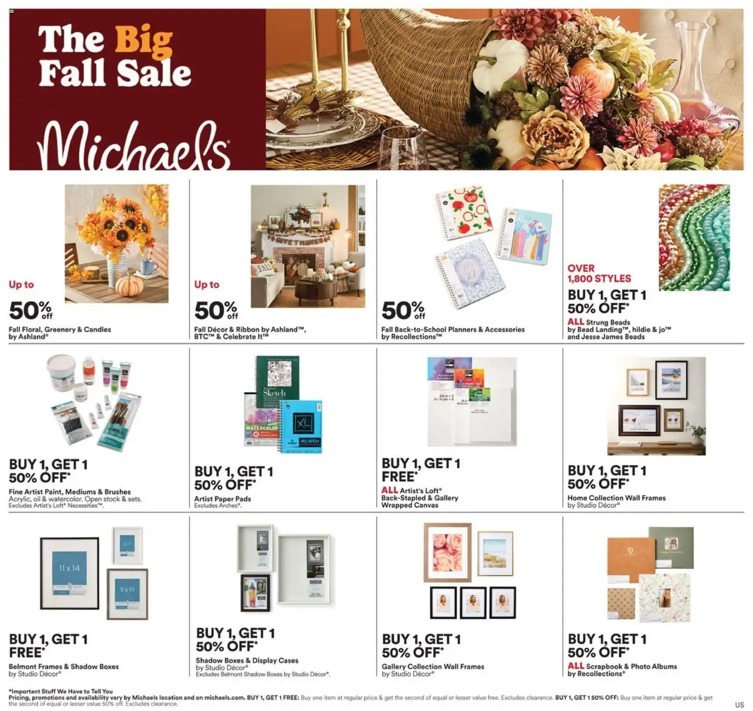 Michaels - The Big Fall Sale from August 28 to September 3 2026 - flyer page 1