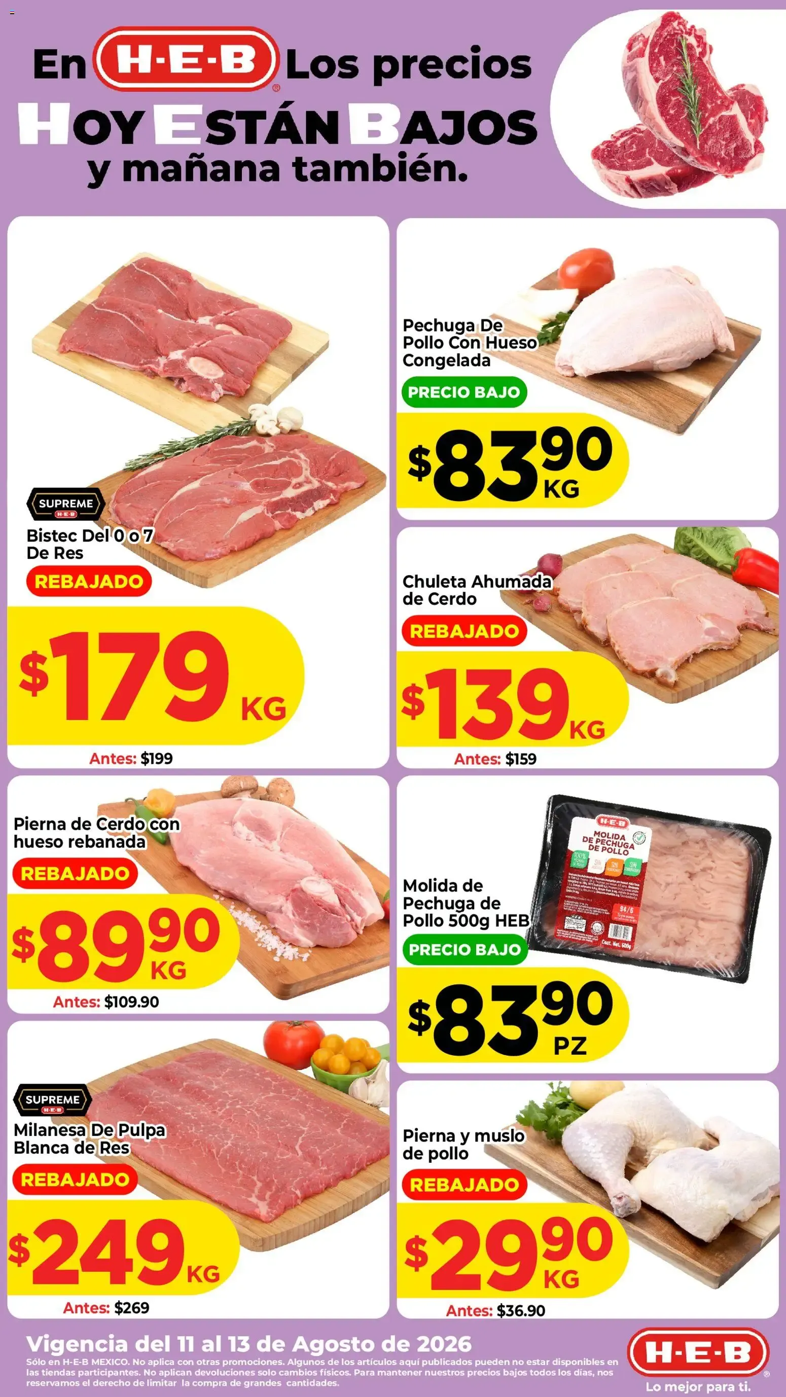 Catálogo de H-E-B folleto Los precios hoy están bajos (11/08/2026 - 13/08/2026) - catálogo en línea 11 de agosto al 13 de agosto 2026 - Pagina 1
