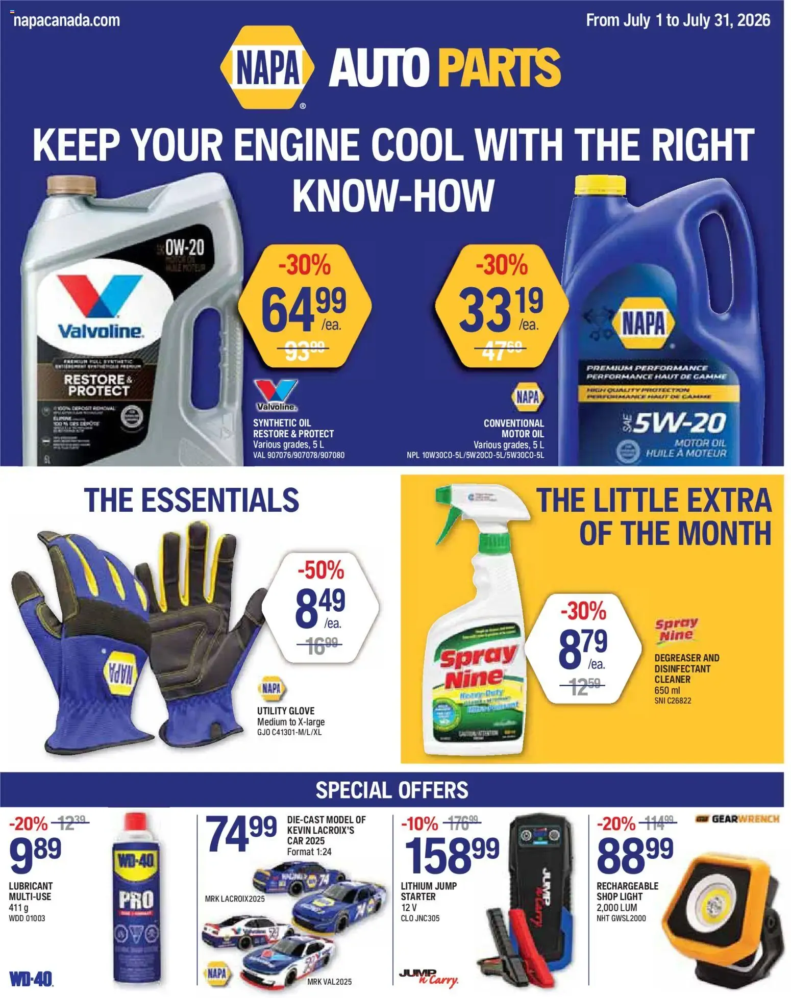 NAPA Auto Parts weekly flyer from Jul 1, 2026 > weekly specials & deals from July 1 to July 31 2026 - flyer page 1