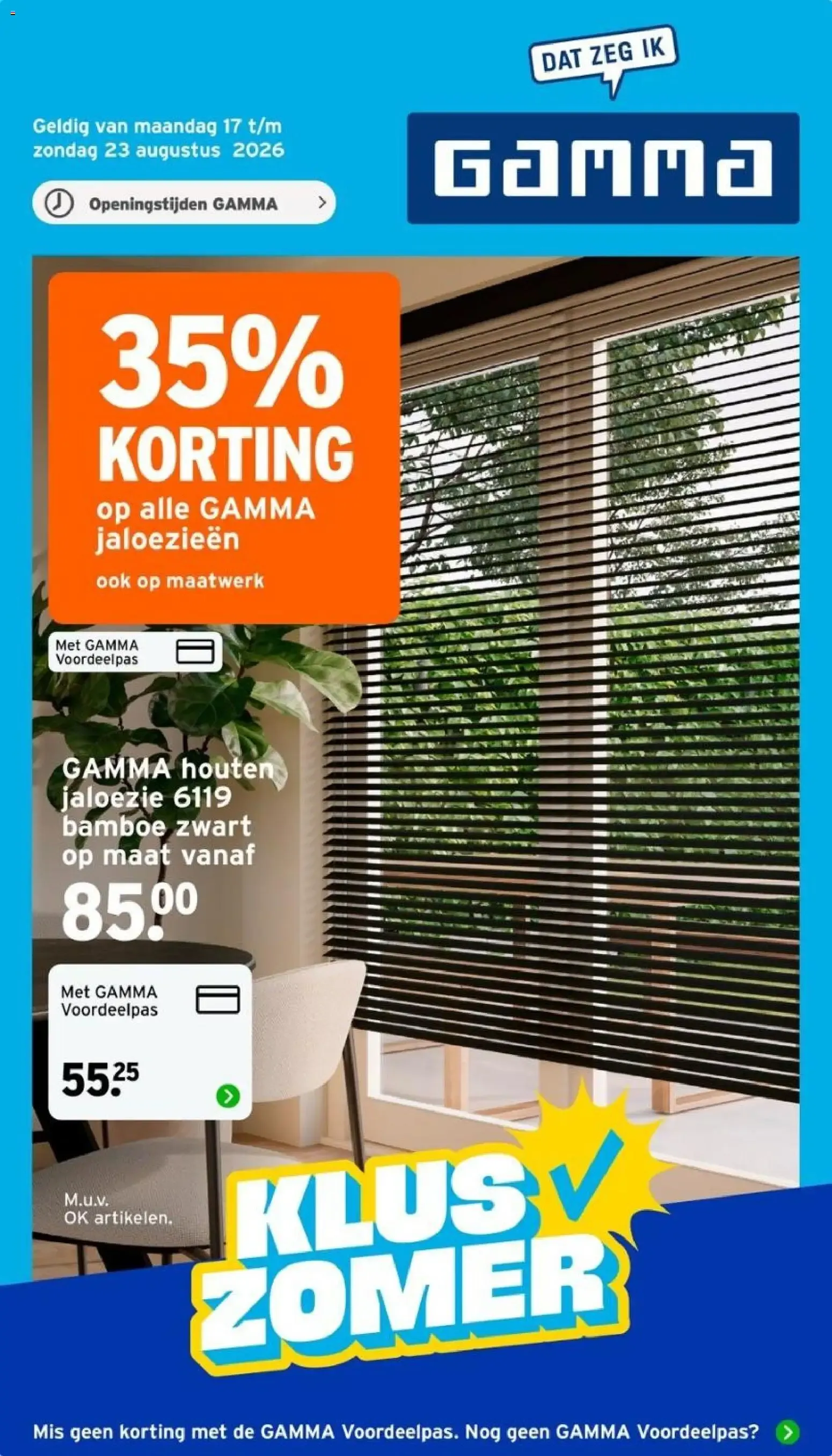 GAMMA Klus Zomer van 17 augustus tot 23 augustus 2026 - Folder pagina 1