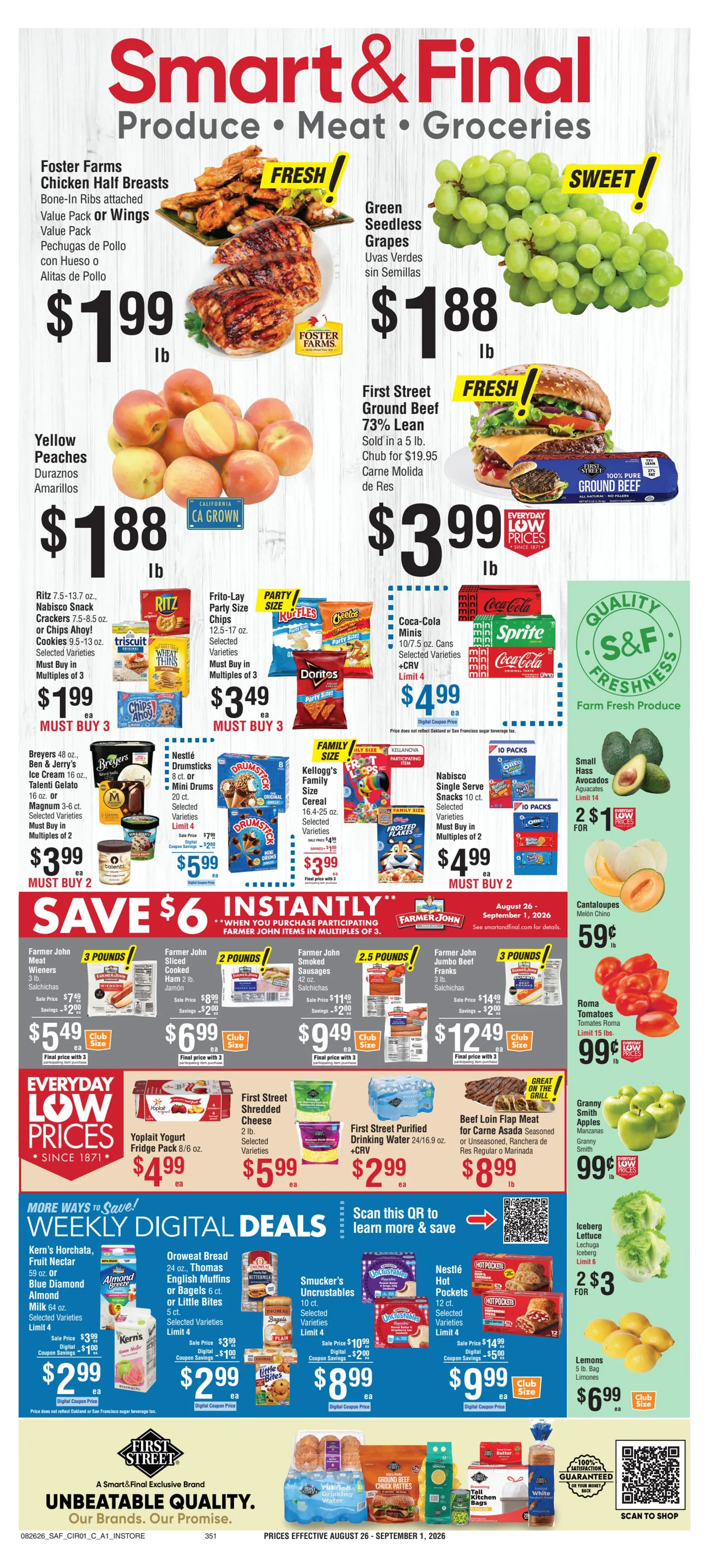 Weekly ad Current Smart & Final leaflet valid from Wednesday 08/26/2026 to Tuesday 09/01/2026 from August 26 to September 1 2026 - Page 1