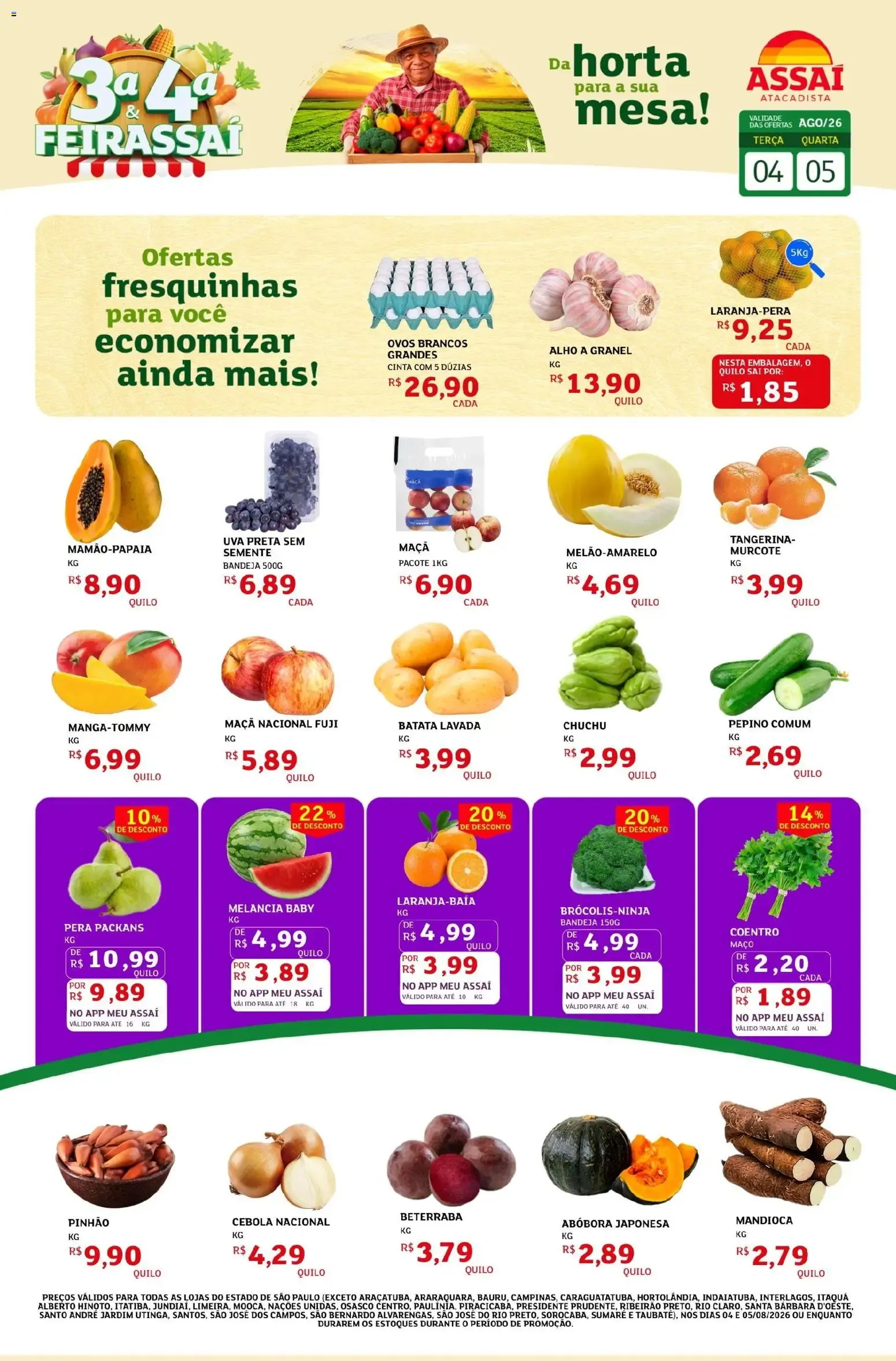 Encarte de 3a e 4a Feirassai - Ofertas Fresquinhas Assaí Atacadista 4 de agosto até 5 de agosto 2026 - Pagina 1