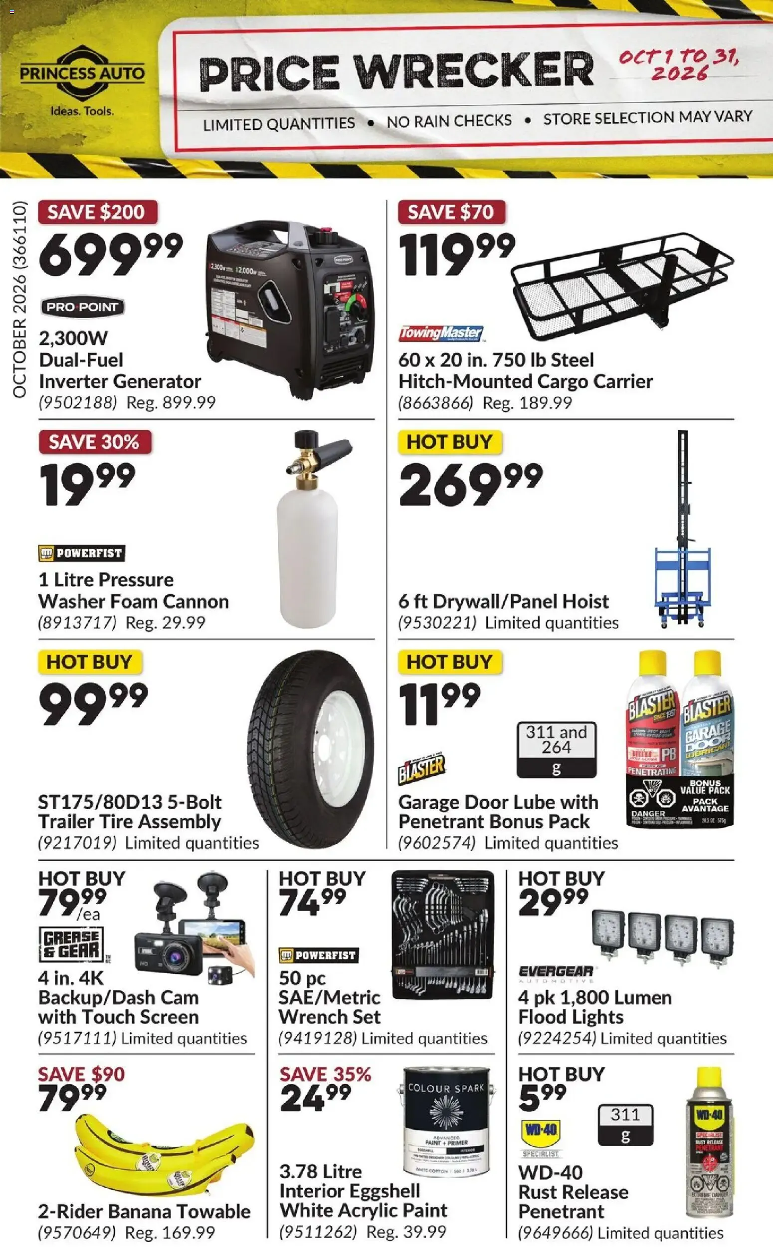 Princess Auto flyer - Price Wrecker from Oct 1, 2026 > weekly specials & deals from October 1 to October 31 2026 - flyer page 1