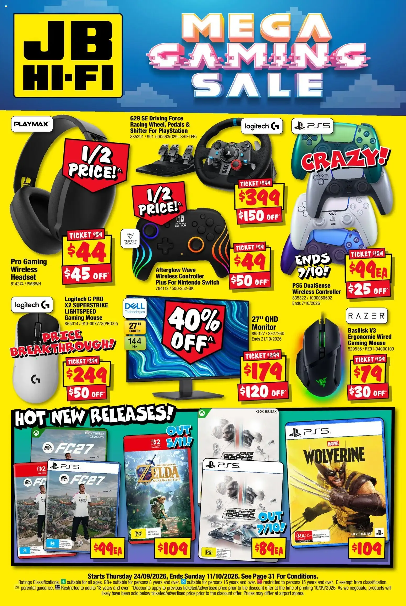 JB Hi-Fi catalogue Mega Gaming Sale - 24/09/2026 > weekly / monthly specials
