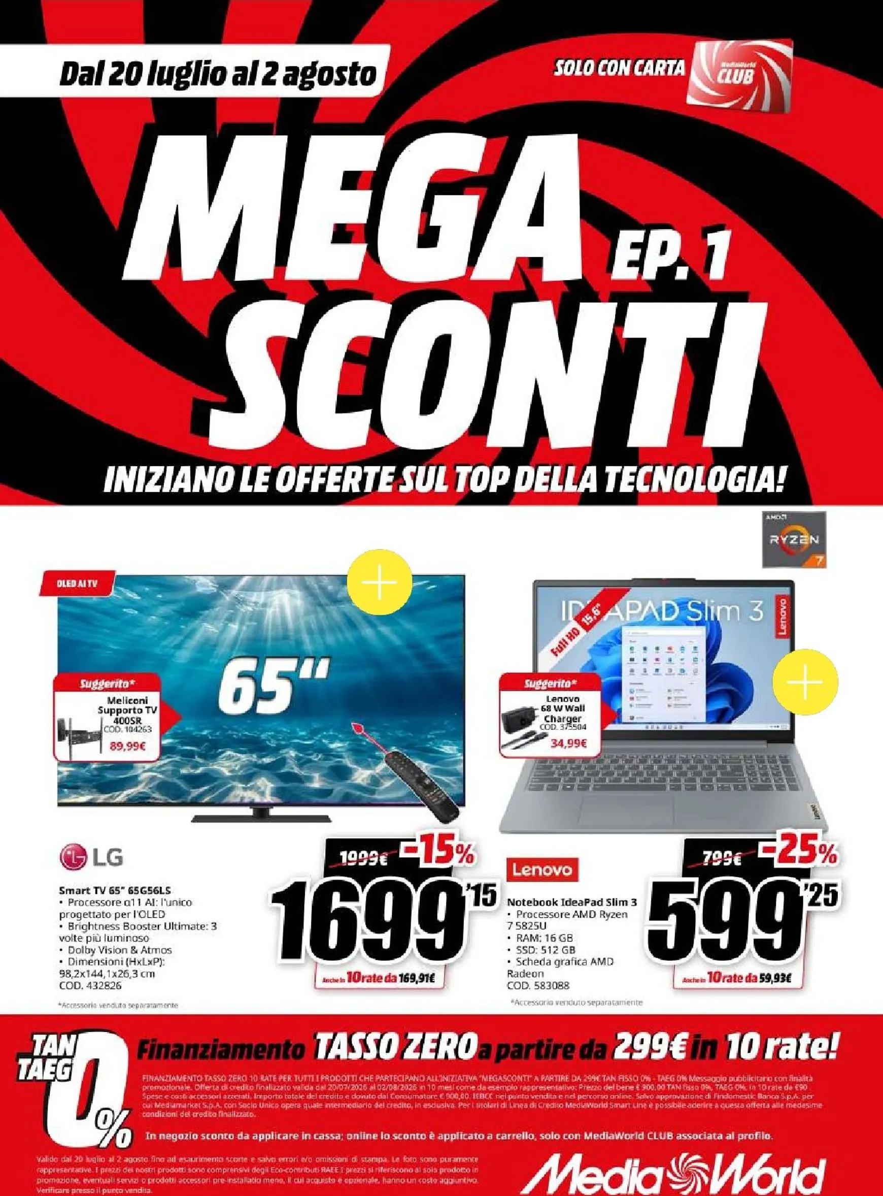 MediaWorld - Mega Sconti Ep.1 da 20 luglio a 2 agosto di 2026 - Pagina del volantino 1