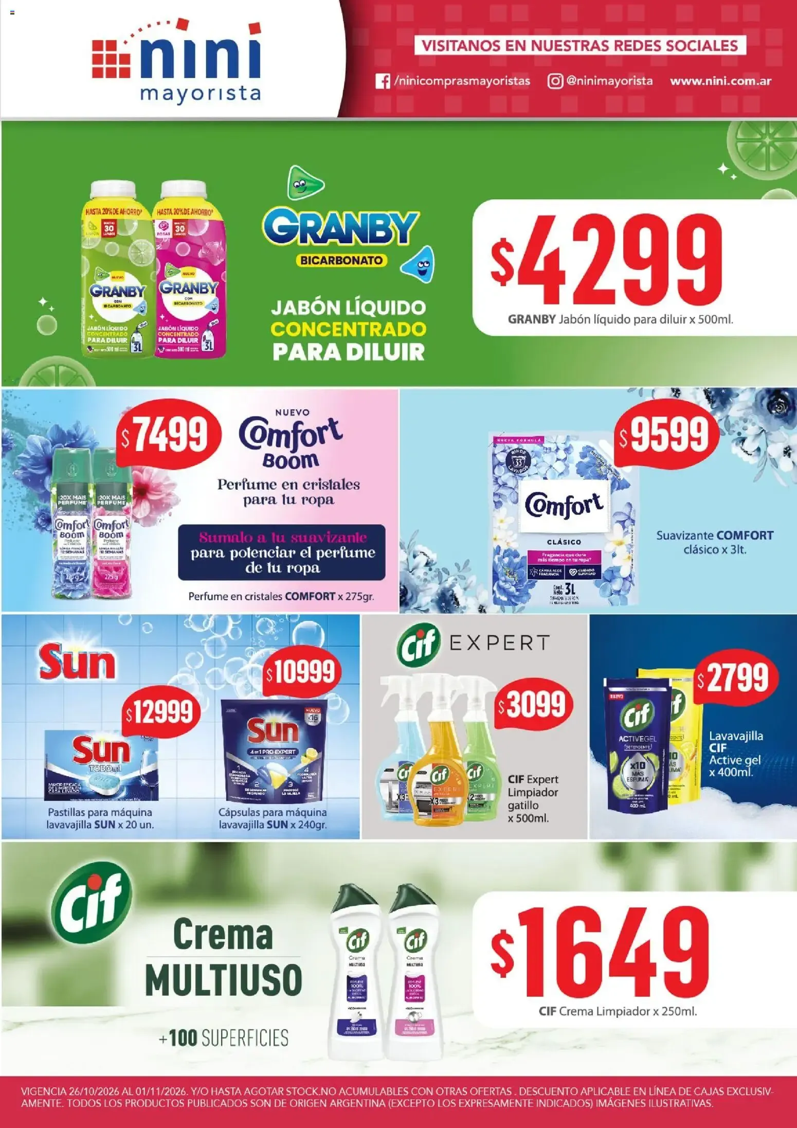 Ofertas de NINI Mayorista - Productos de limpieza del 26/10/2026 - 01/11/2026 26 de octubre al 1 de noviembre 2026 - Página 1 del catálogo