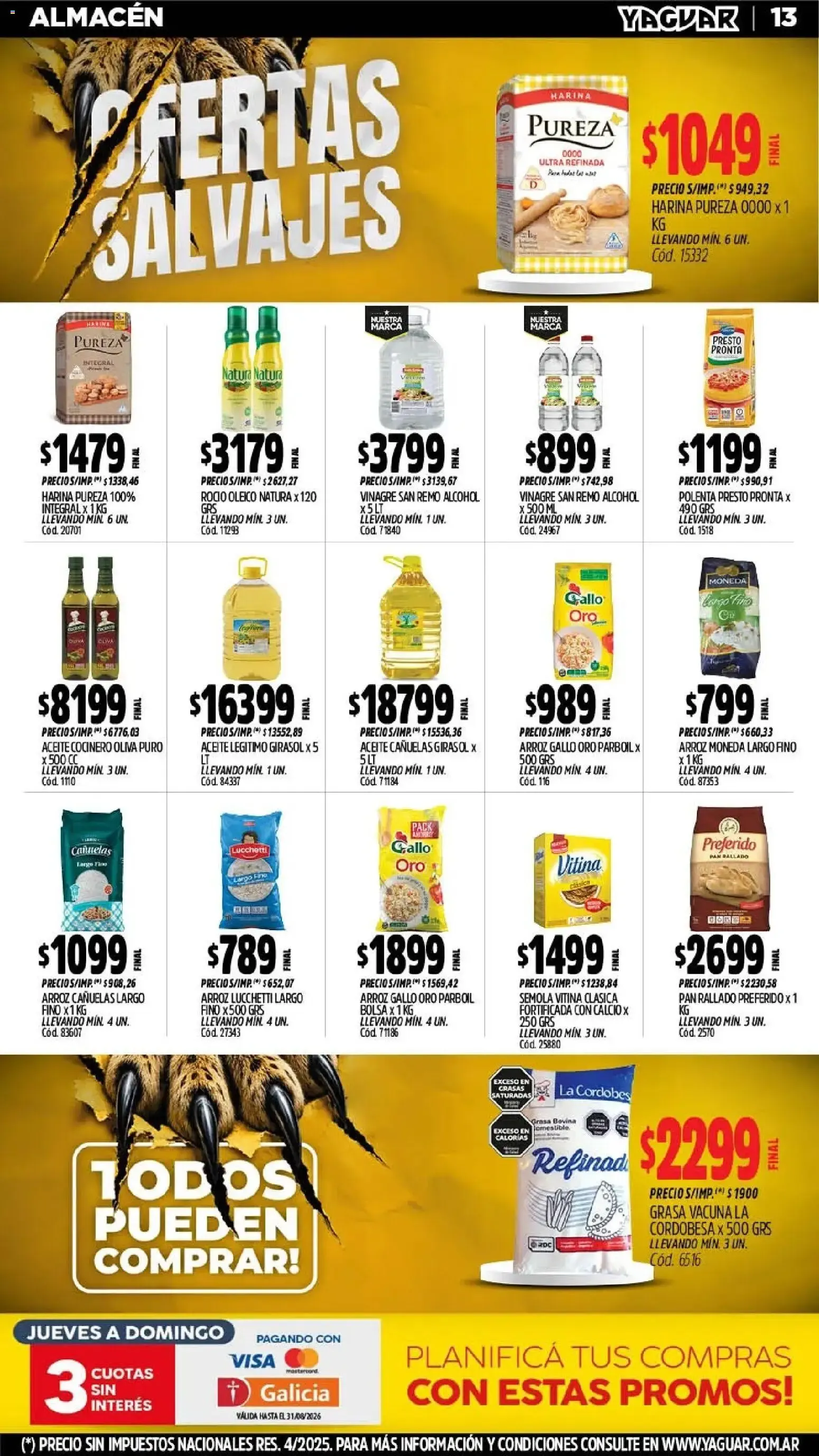 Ofertas de MAYORISTA YAGUAR OFERTAS SALVAJES 3 de agosto al 8 de agosto 2026 - Página 13 del catálogo