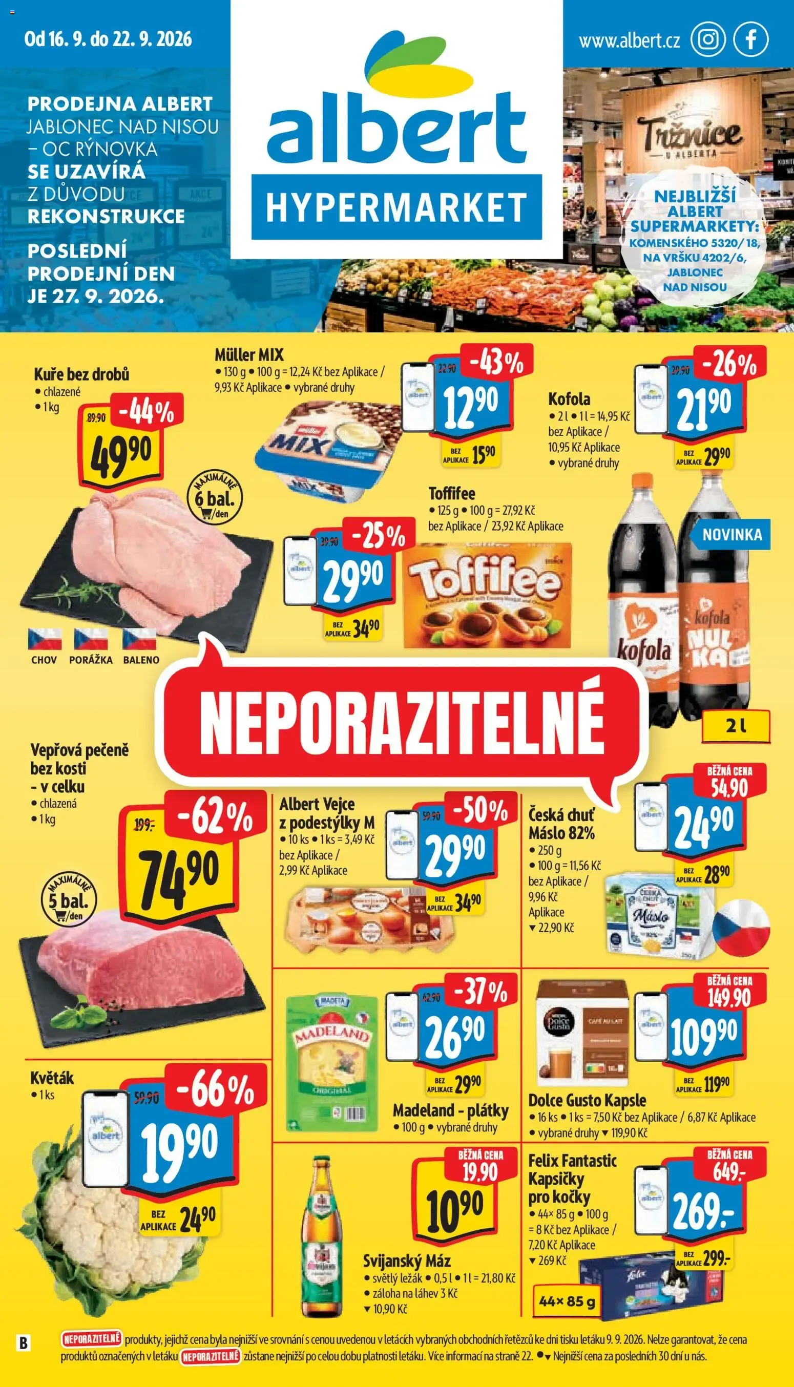 Albert leták - Hypermarket - Jablonec nad Nisou od 16.09.2026 - Akční leták - 16. září 22. září 2026 - Page 1