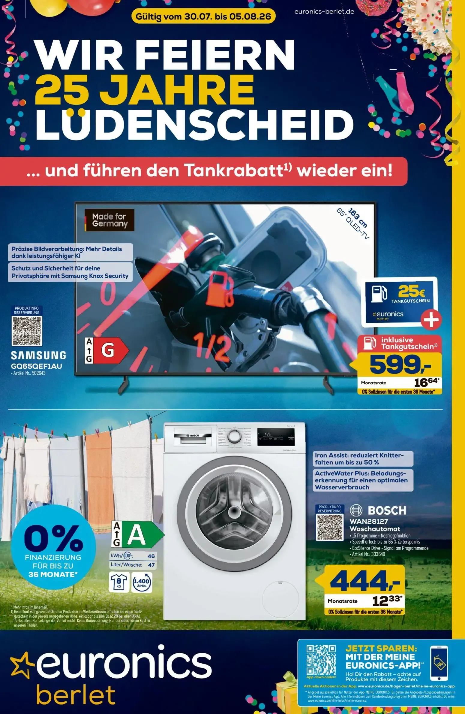 WIR FEIERN 25 JAHRE LÜDENSCHEID ... und führen den Tankrabatt¹ wieder ein! von 30. Juli bis 5. August 2026 - Prospekt seite 1