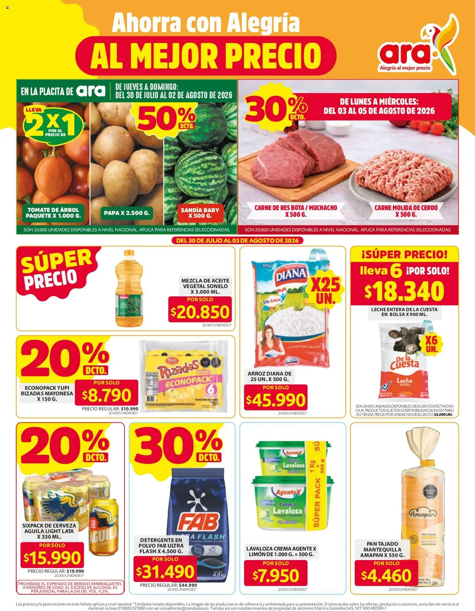Catalogo de Ara: Ahorra con Alegría AL MEJOR PRECIO 30 de julio al 5 de agosto 2026 - Pag 1