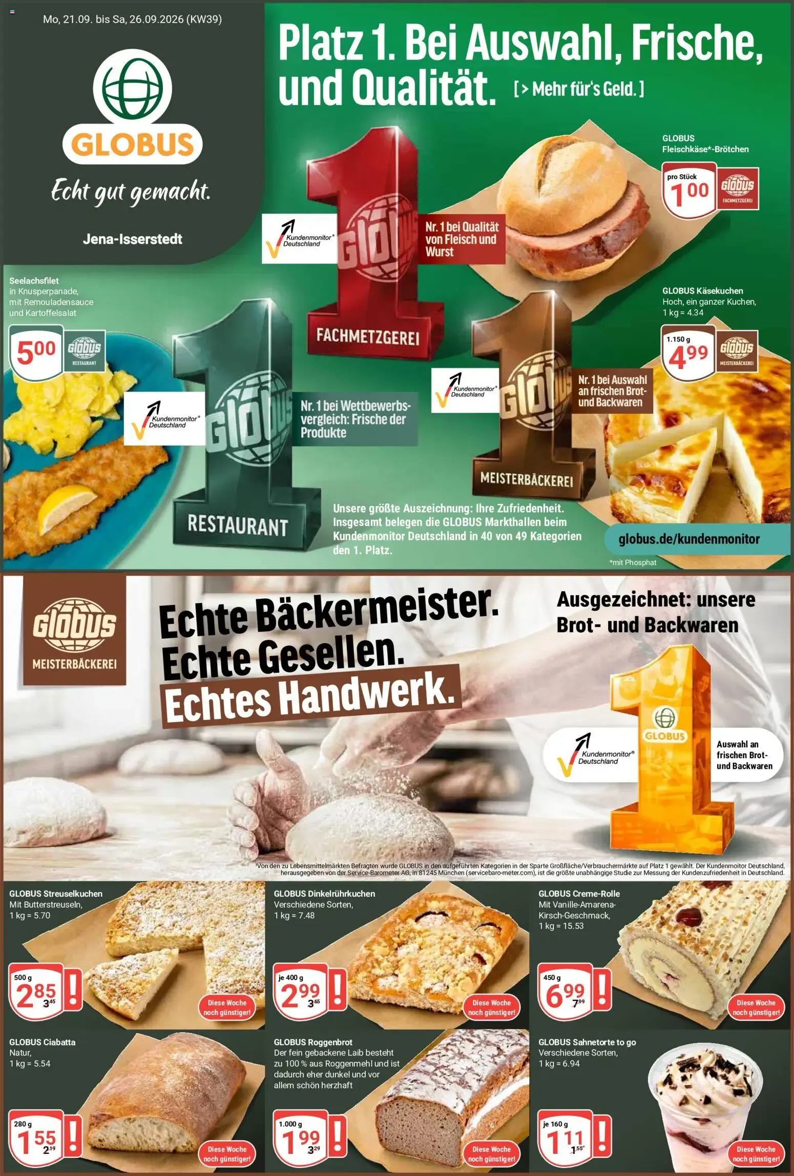 Globus Prospekt (ab 21.09.2026) » Angebote online von 21. September bis 26. September 2026 - Prospekt seite 1