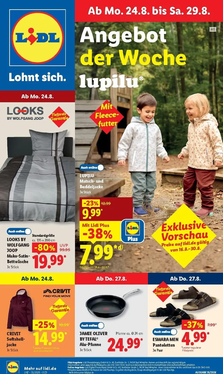 Lidl - Aktionsprospekt Prospekt nächste Woche – von Montag 24.08.2026 bis Samstag 29.08.2026 von 24. August bis 29. August 2026 - Prospekt seite 1