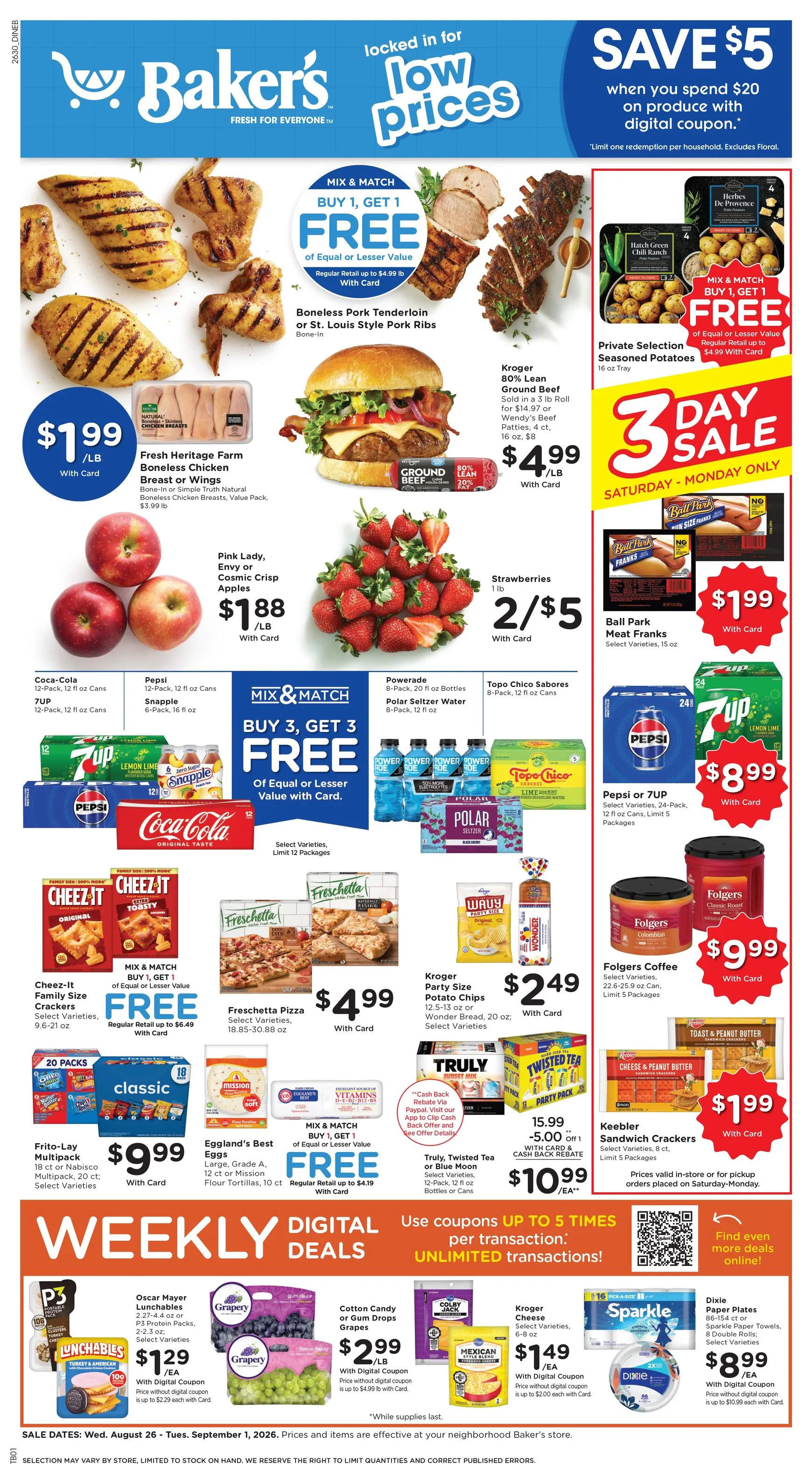 Weekly ad Current Baker's leaflet valid from Wednesday 08/26/2026 to Tuesday 09/01/2026 from August 26 to September 1 2026 - Page 1