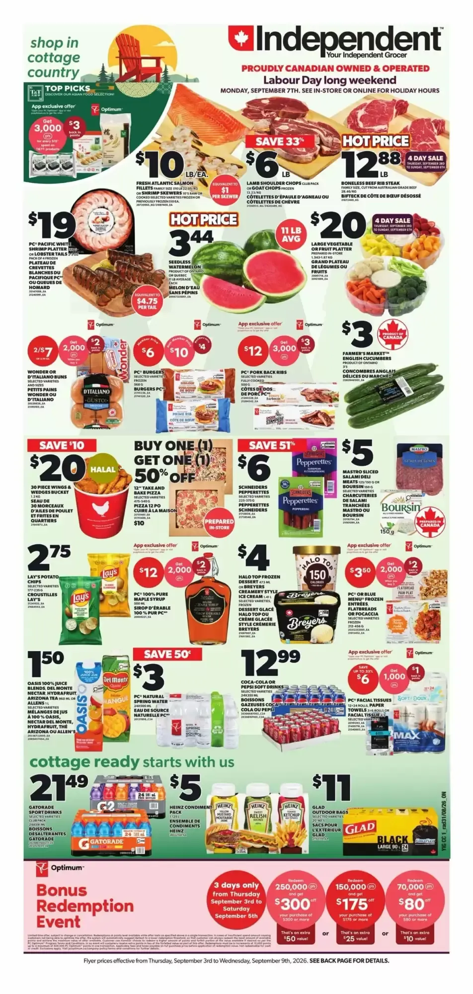 Independent Grocer - Labour Day Long Weekend Flyer from September 3 to September 9 2026 - flyer page 1