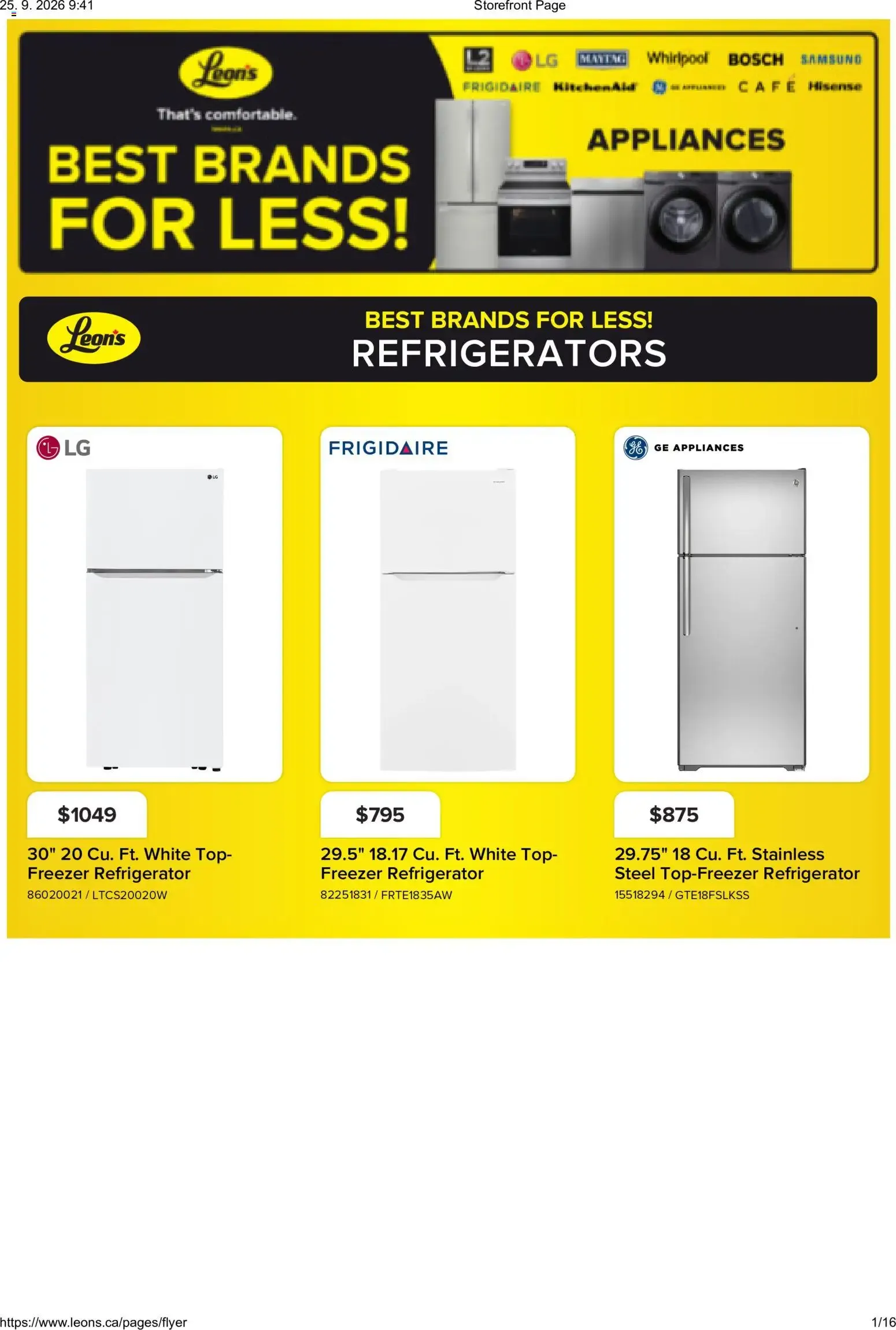 Leon's flyer - BBFL Appliances from Sep 24, 2026 > weekly specials & deals