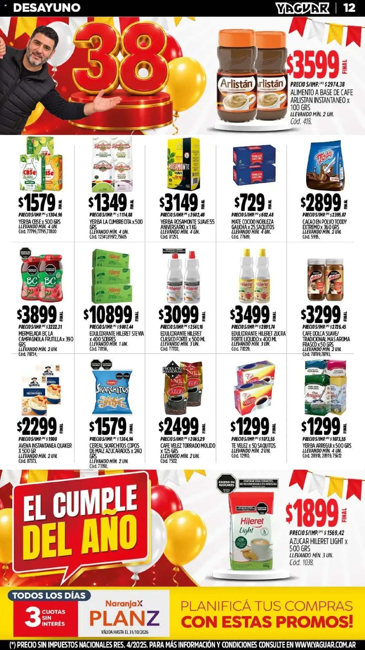 Ofertas de Mayorista Yaguar - El Cumple del Año 38 - Ofertas Semanales Córdoba 5 de octubre al 11 de octubre 2026 - Página 10 del catálogo