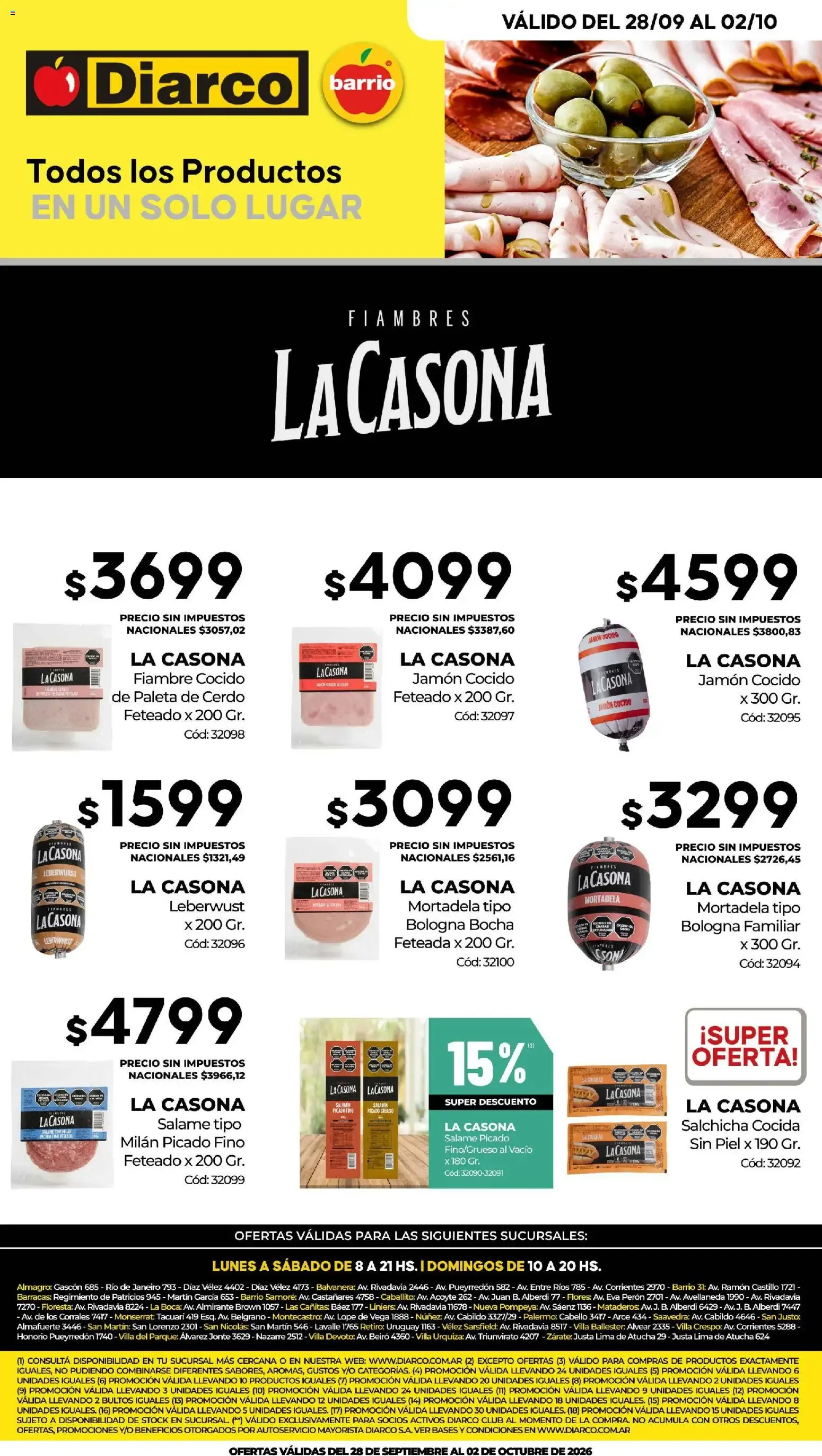 Ofertas de Diarco - Fiambrería La Casona 28 de septiembre al 2 de octubre 2026 - Página 1 del catálogo