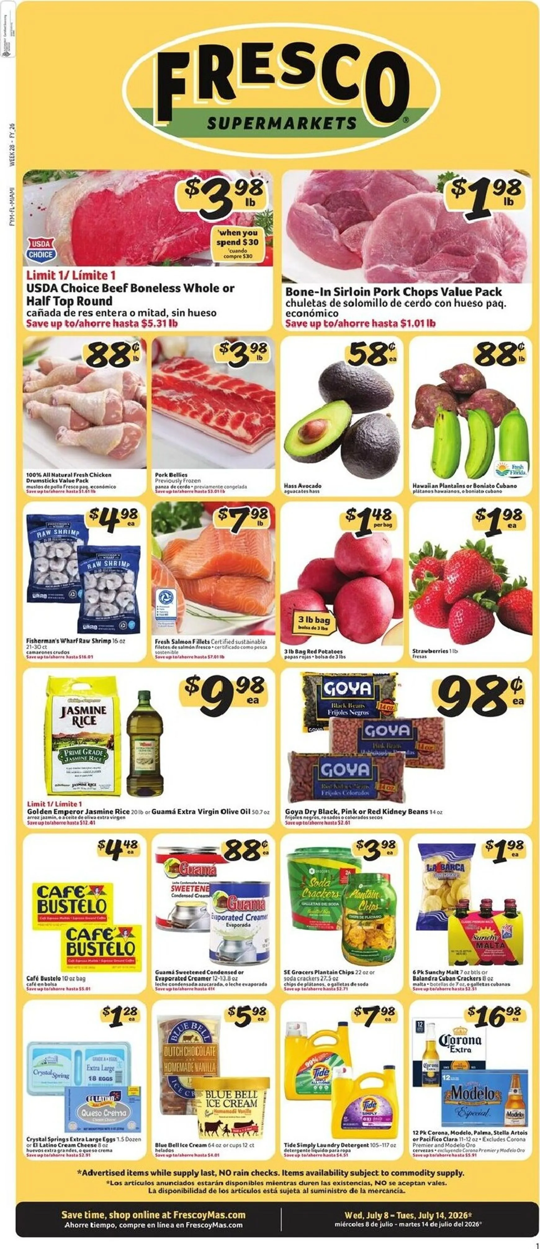 Weekly ad Fresco Supermarkets from July 8 to July 14 2026 - Page 1