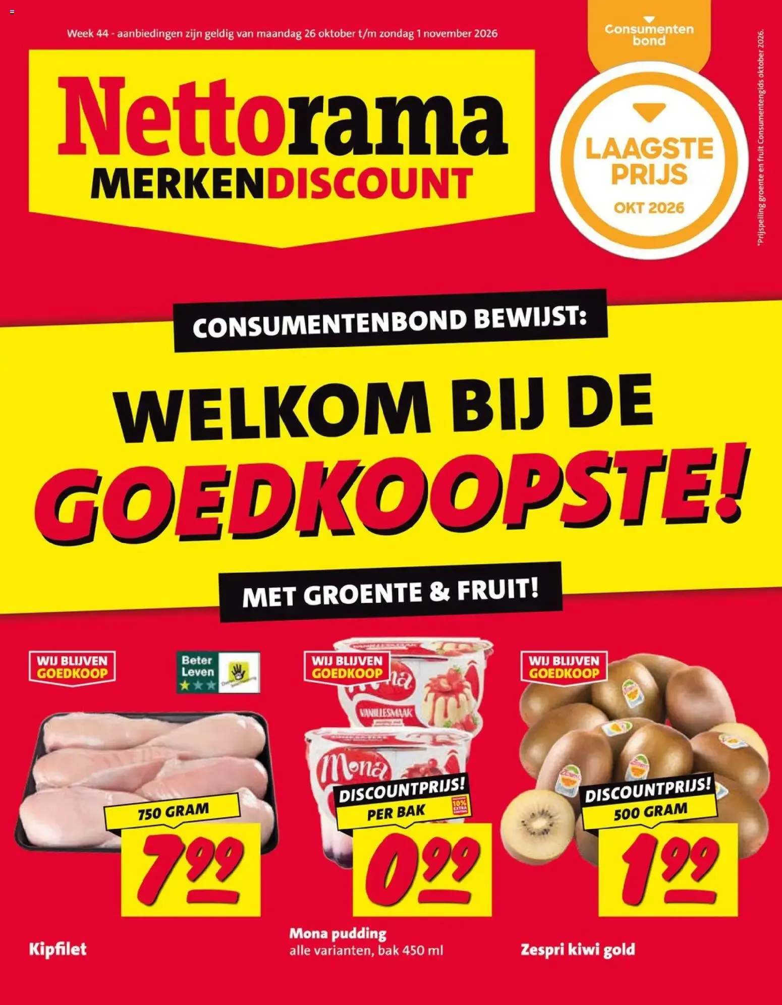 Nettorama Merkendiscount - Welkom bij de Goedkoopste! van 26 oktober tot 1 november 2026 - Folder pagina 1