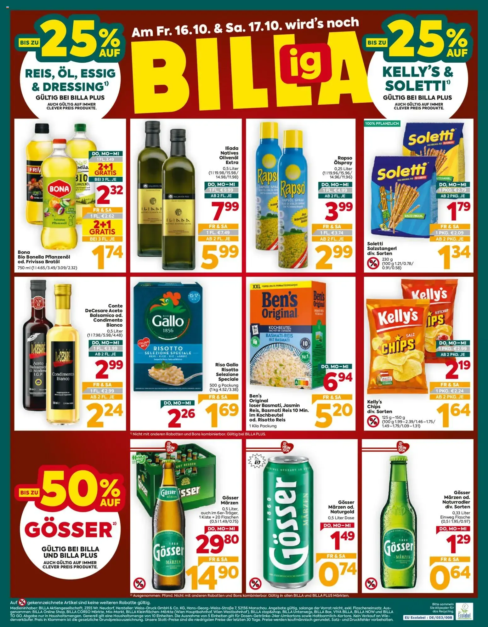 Billa Plus Flugblatt von 15.10.2026 - Aktuelle Angebote von 15. Oktober bis 21. Oktober 2026 - Flugblätt seite  16