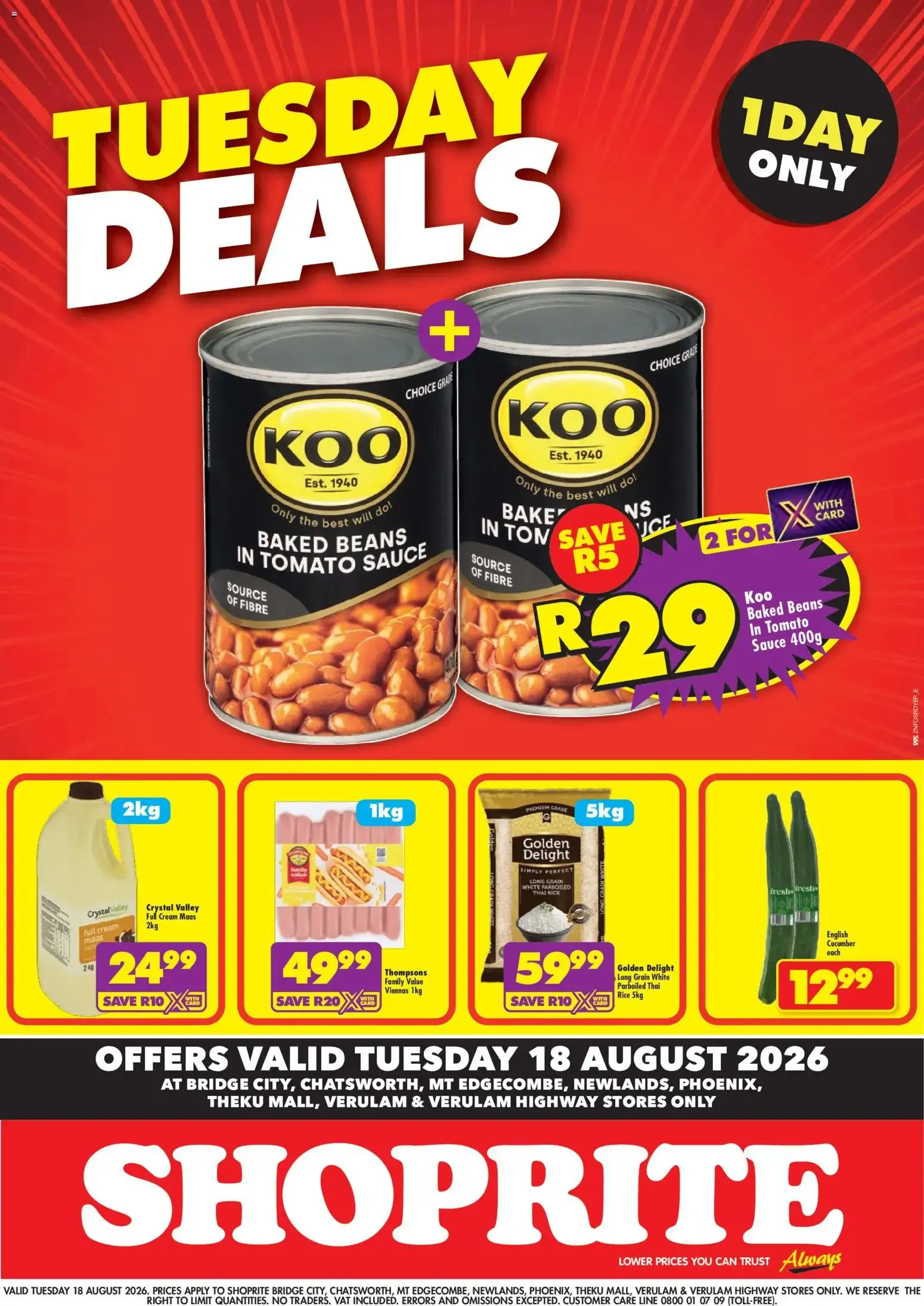 Shoprite Tuesday Deals Exclusive (18/08/2026 - 18/08/2026) → Online Catalogue from 18 August to 18 August 2026 - Catalogue Page 1