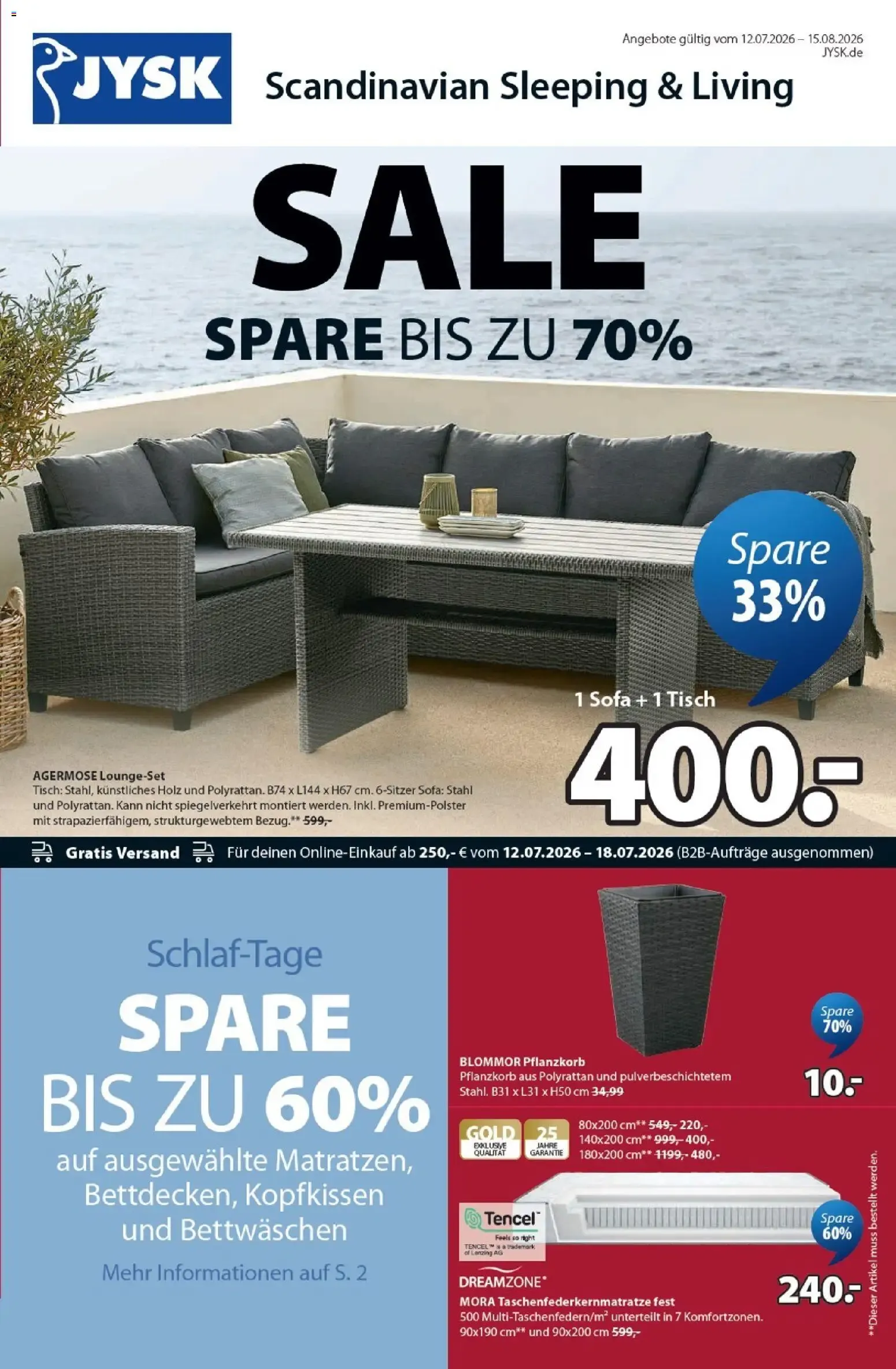 JYSK Sale: Spare bis zu 70% von 12. Juli bis 15. August 2026 - Prospekt seite 1
