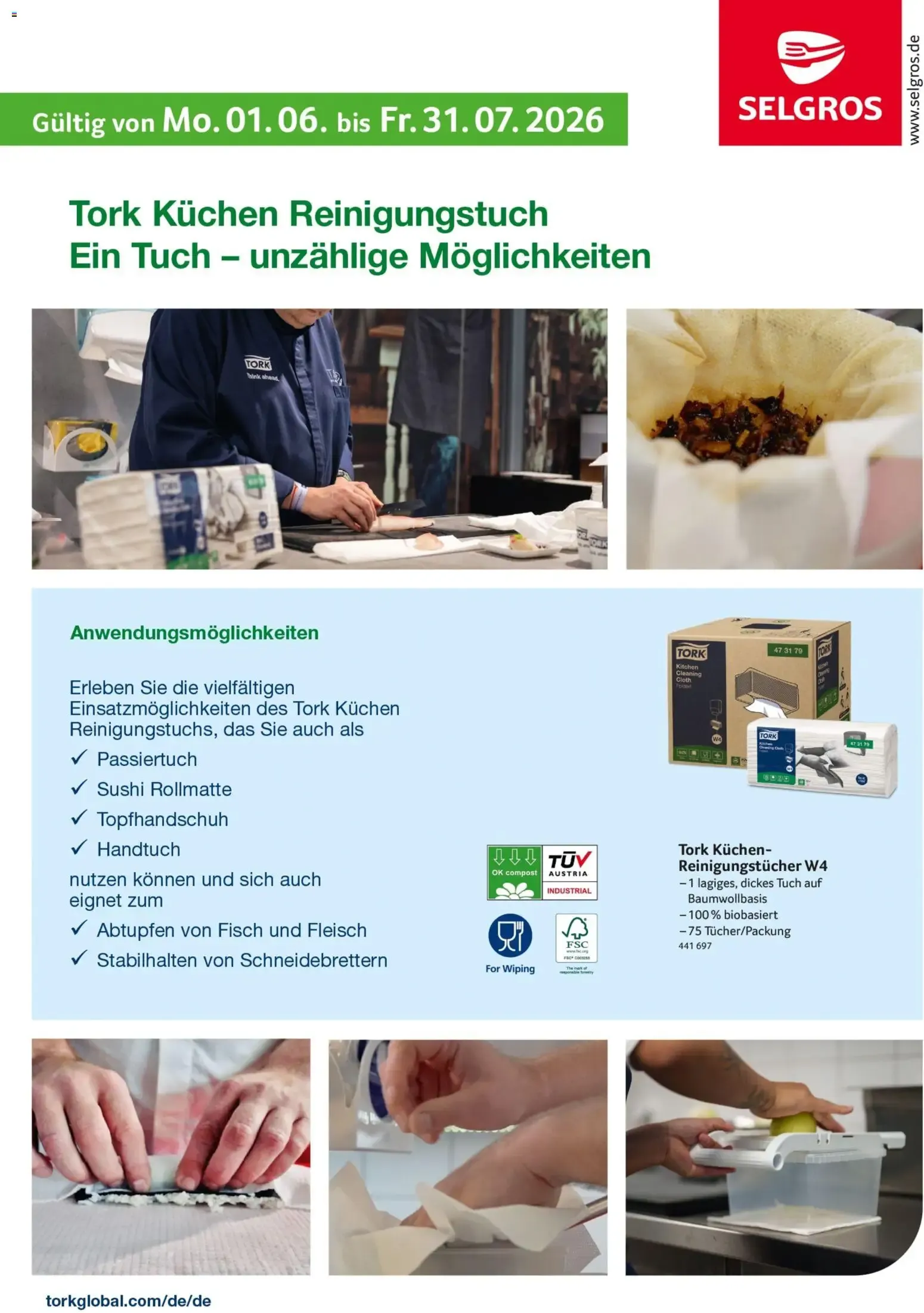 SELGROS: Tork Küchen Reinigungstuch – Ein Tuch – unzählige Möglichkeiten von 1. Juni bis 31. Juli 2026 - Prospekt seite 1