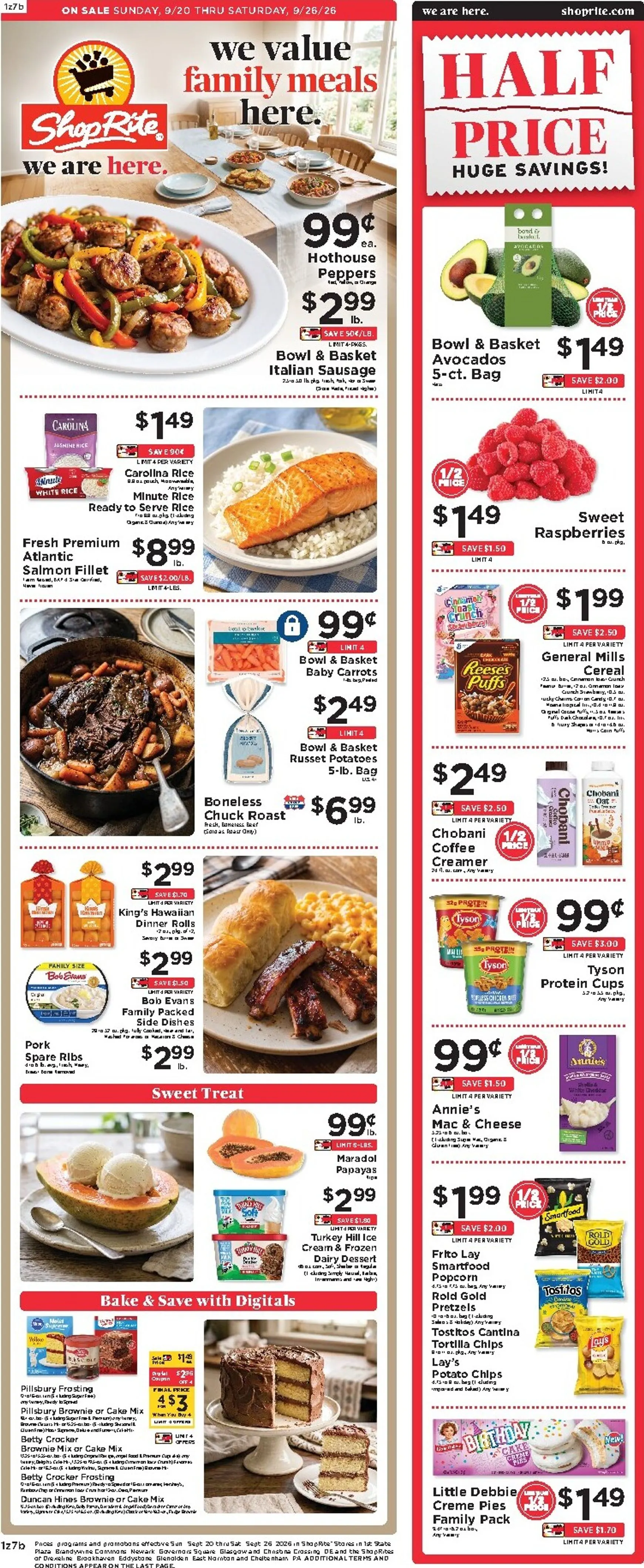 Weekly ad ShopRite: We value family meals here. from September 20 to September 26 2026 - Page 1