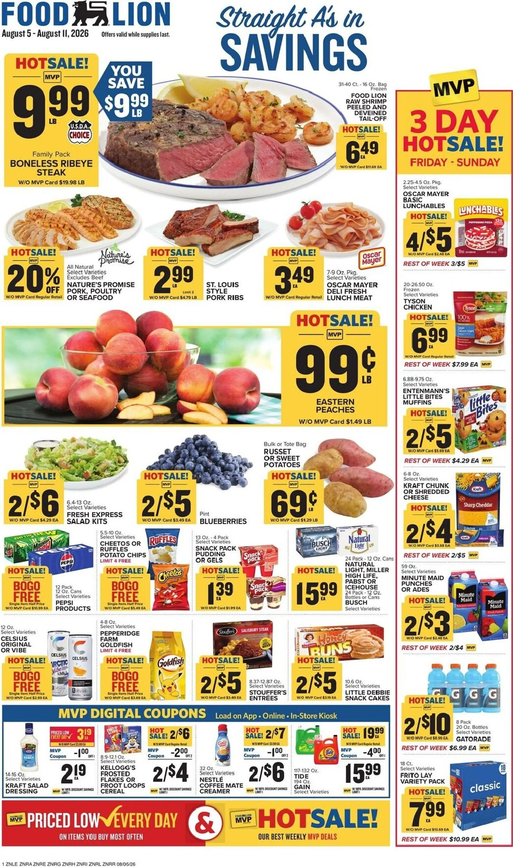 Weekly ad Food Lion: Straight A's in Savings from August 5 to August 11 2026 - Page 1