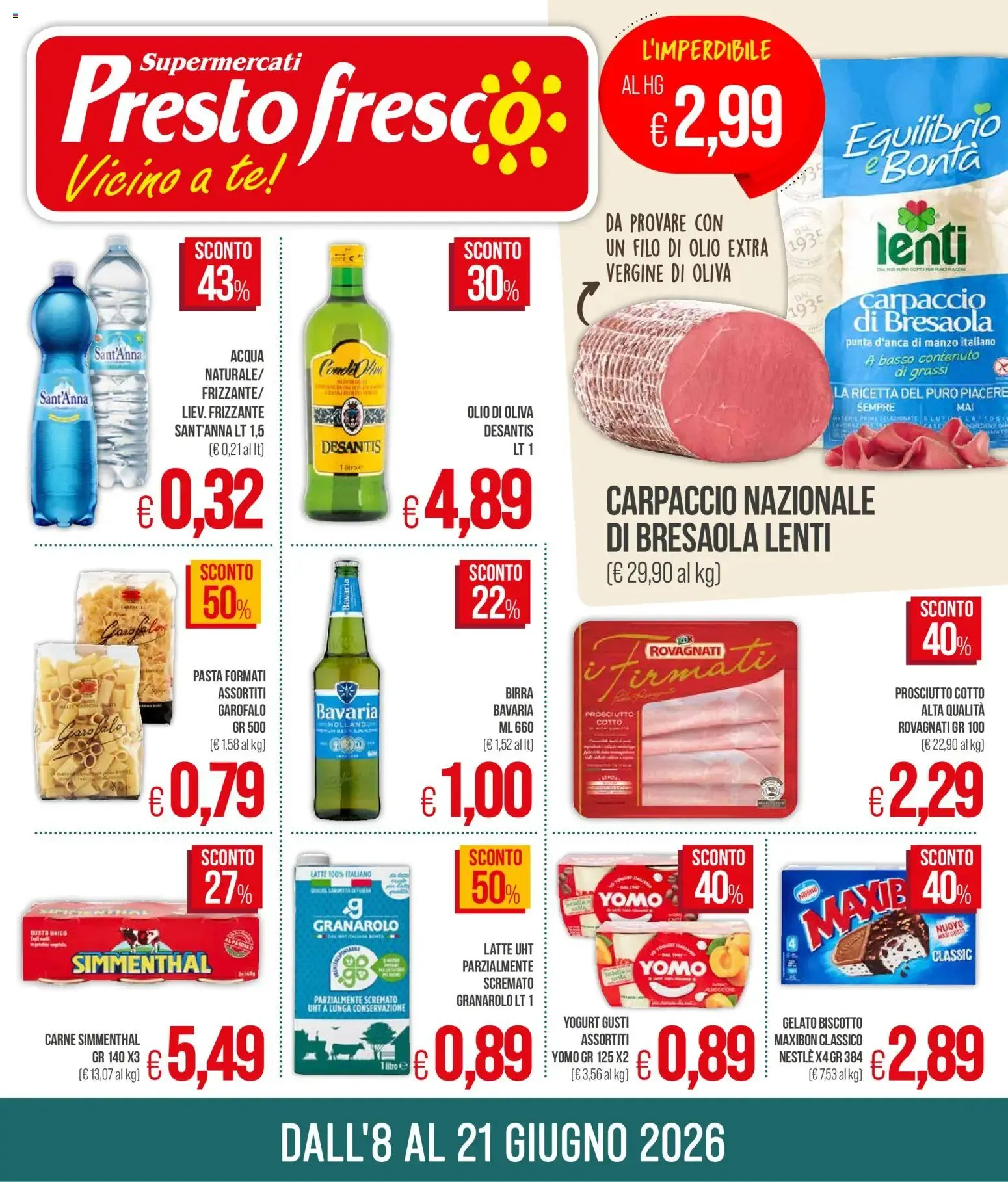 Presto Fresco volantino dal 08/06/2026 - online Offerte da 8 giugno a 21 giugno di 2026 - Pagina del volantino 1
