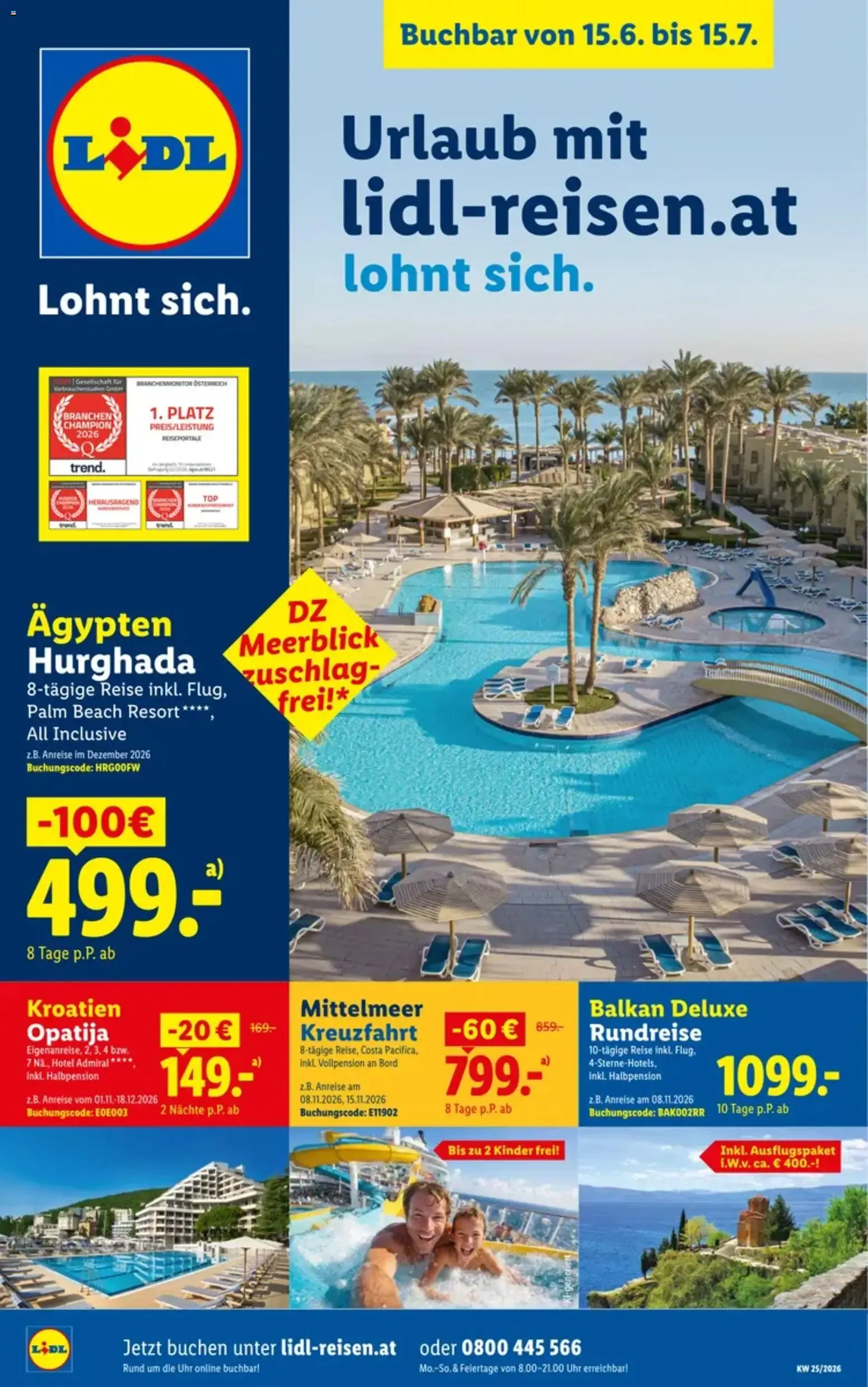 Lidl Reisehighlights ab 15.06.2026 - Angebote ab donnerstag von 15. Juni bis 15. Juli 2026 - Flugblätt seite  1