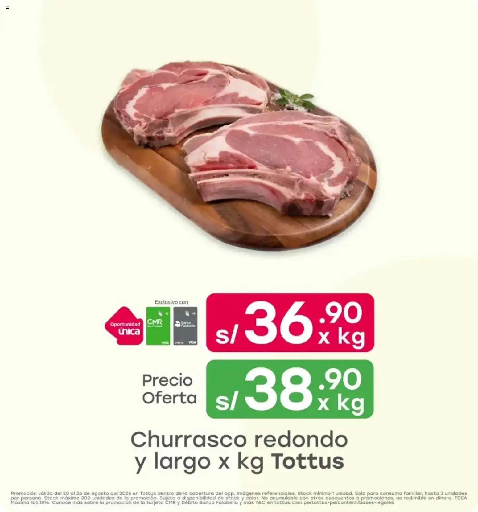 Catalogo de Churrasco Redondo y Largo x kg Tottus 20 de agosto al 26 de agosto 2026 - Pag 1